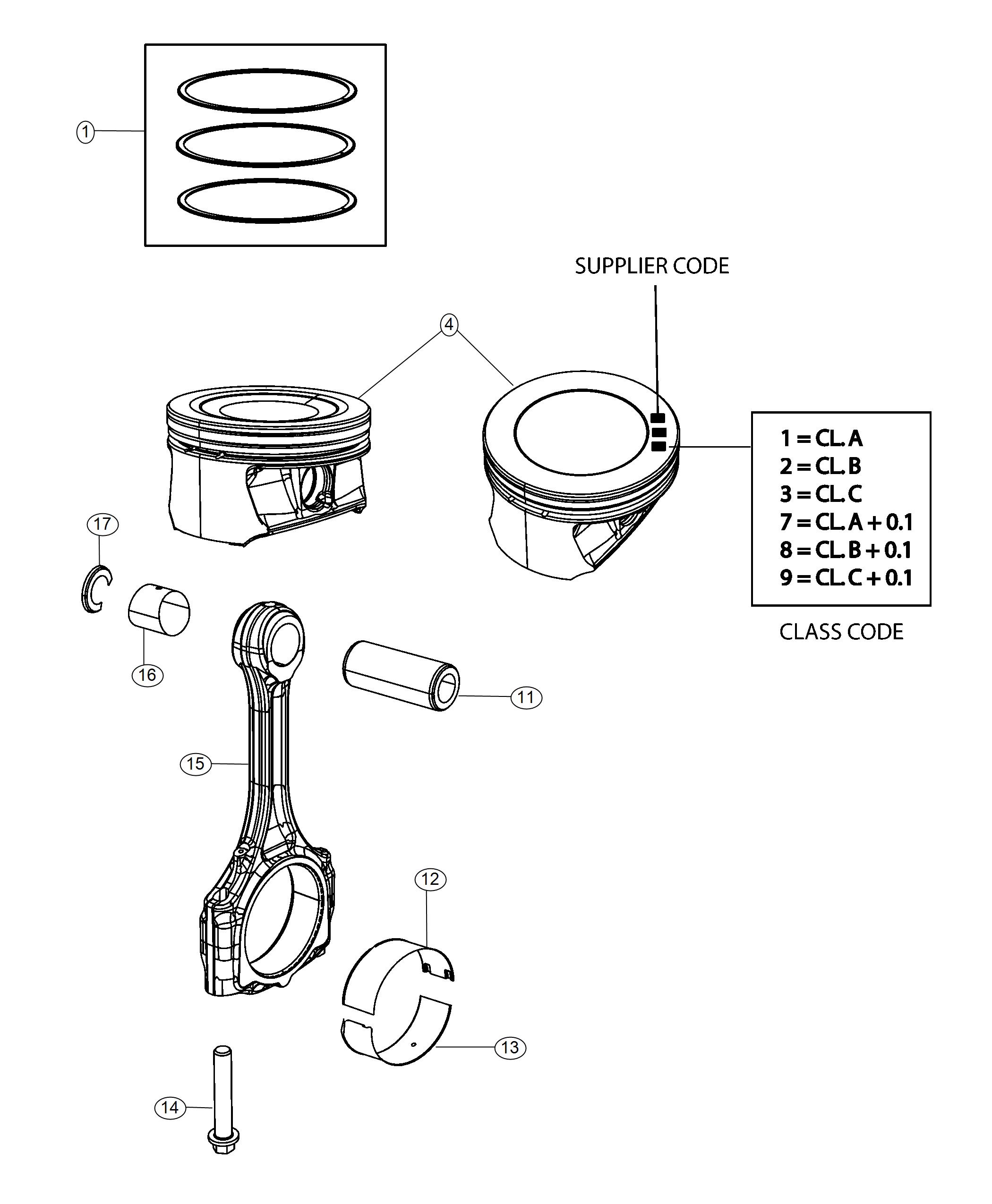 Diagram Pistons, Piston Rings, Connecting Rods And Connecting Rod Bearings 2.0L Diesel [2.0L I4 Turbo Diesel Engine]. for your Chrysler 300  M