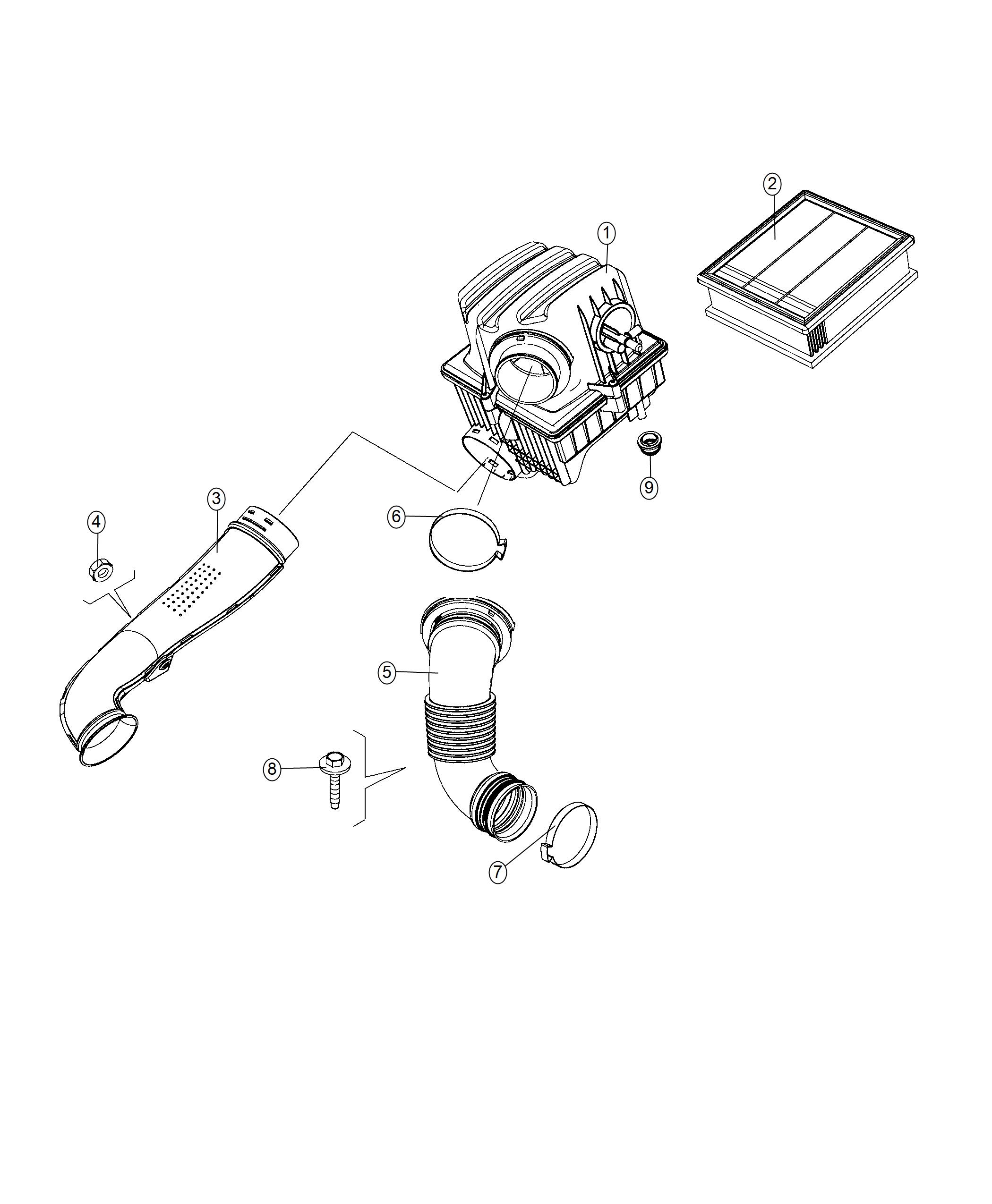 Diagram Air Cleaner 1.8L [1.8L I4 E-Torque Engine], 1.8L [1.8L I4 E-Torque Engine E100]. for your 1999 Chrysler 300  M 