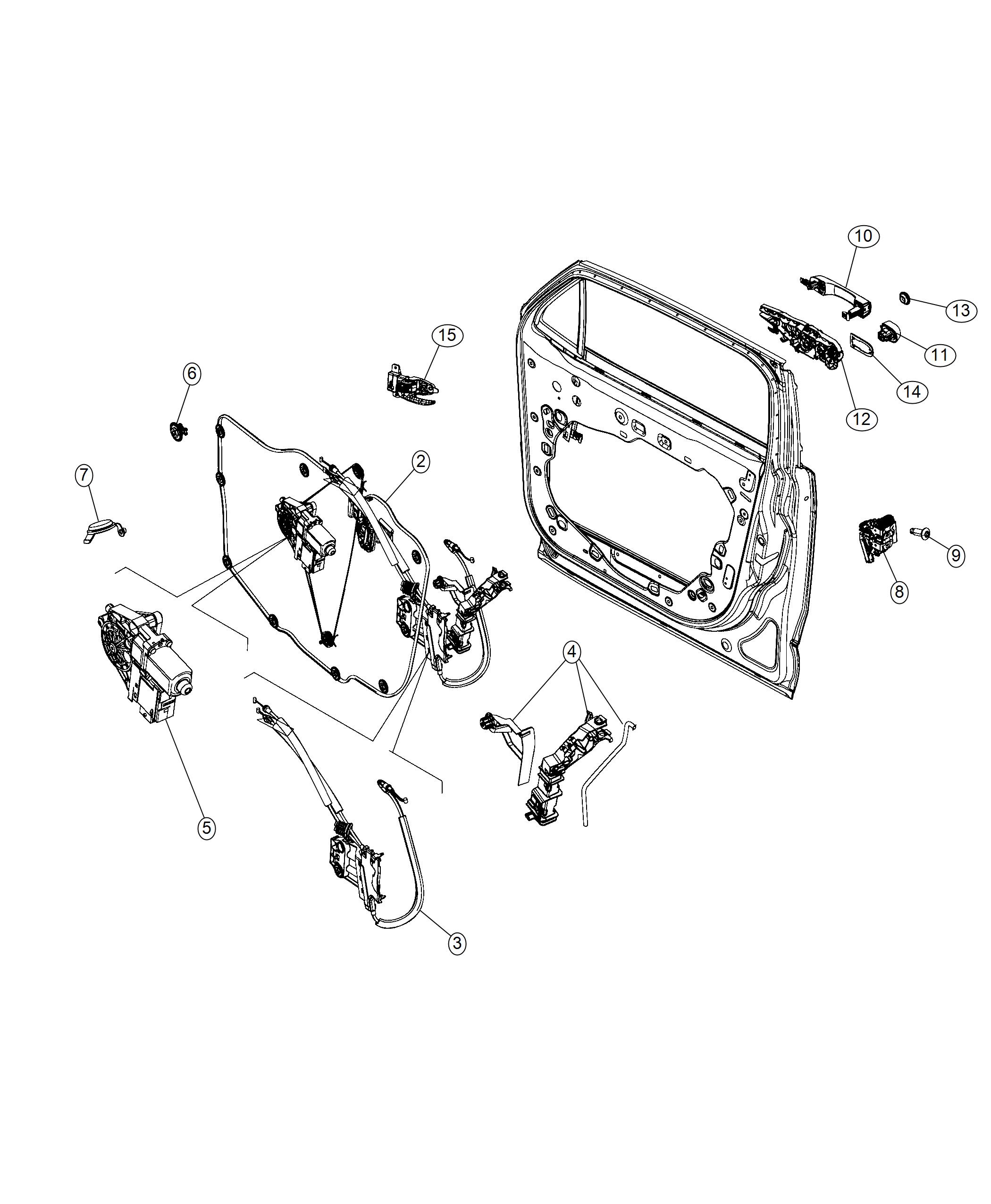 Diagram Front Door, Hardware Components. for your 2022 Jeep Wrangler   