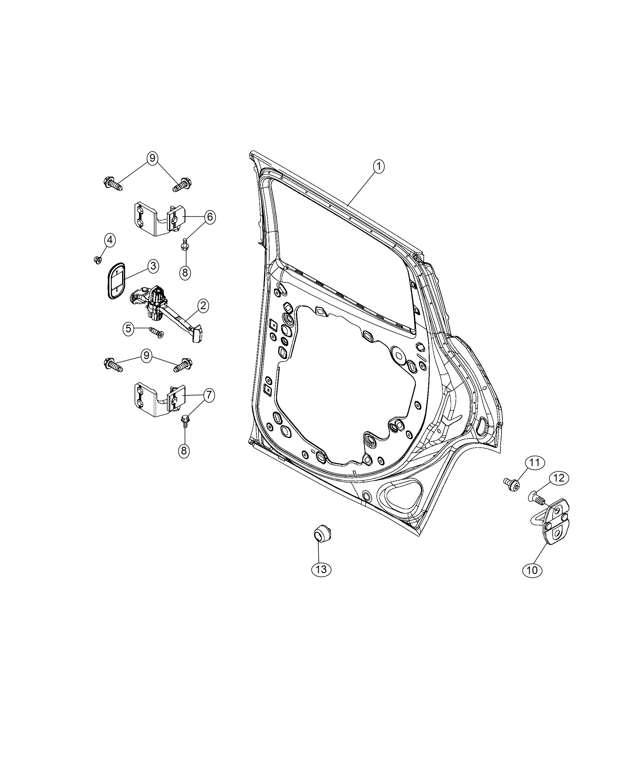 Diagram Rear Door, Shell and Hinges. for your 2001 Chrysler 300  M 