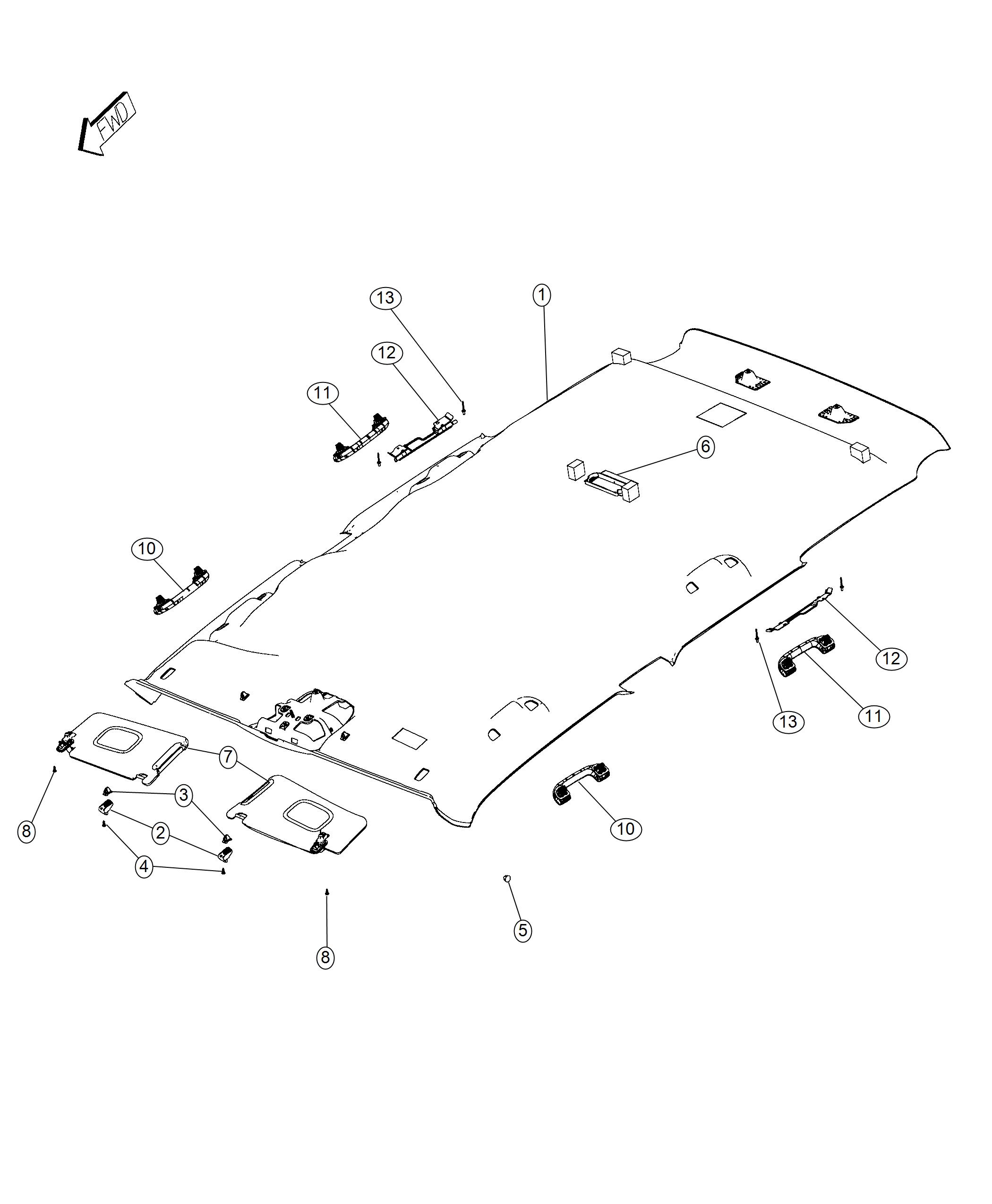 Diagram Headliners and Visors. for your 1999 Chrysler 300  M 