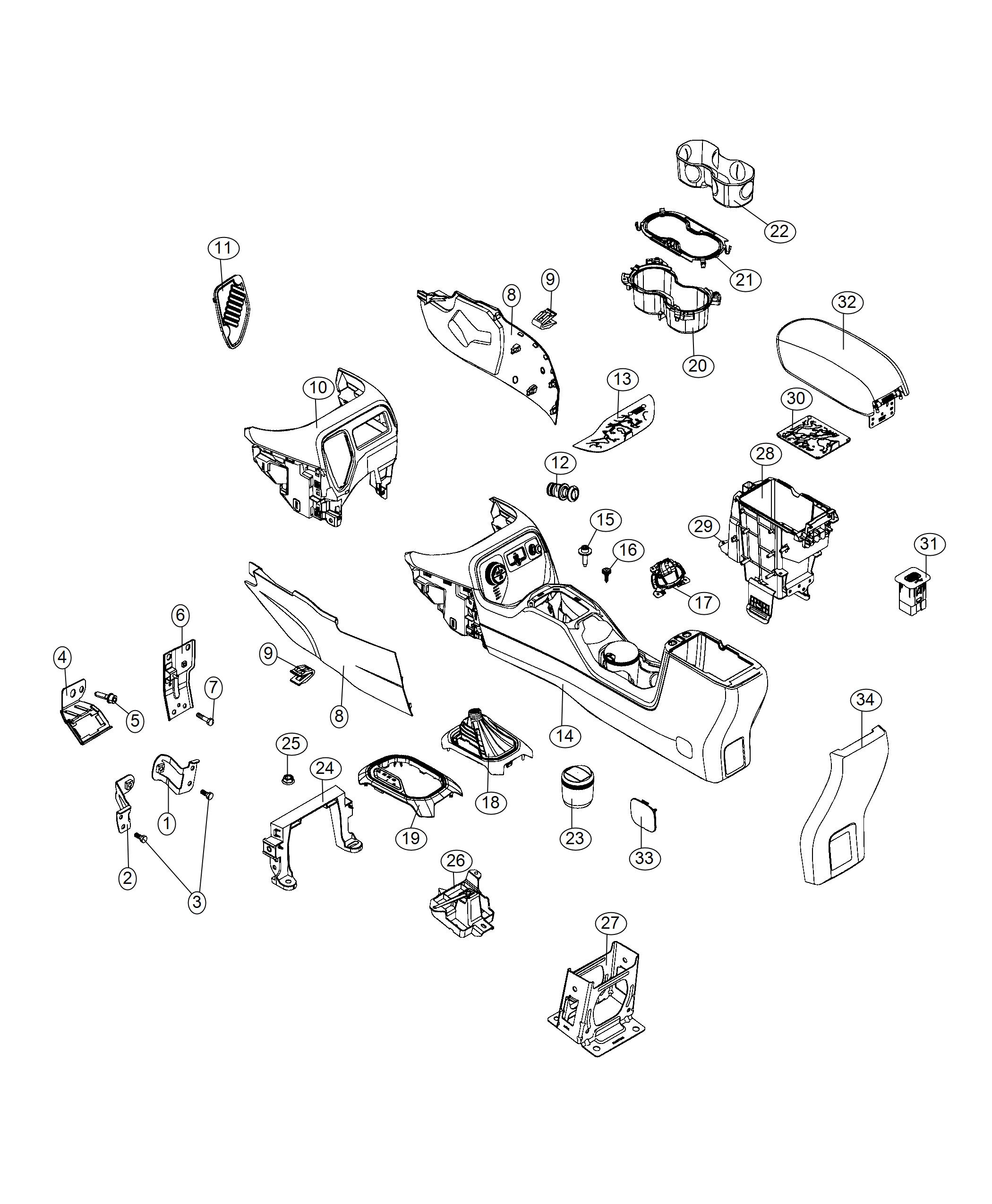 Diagram Floor Console. for your 2000 Chrysler 300  M 