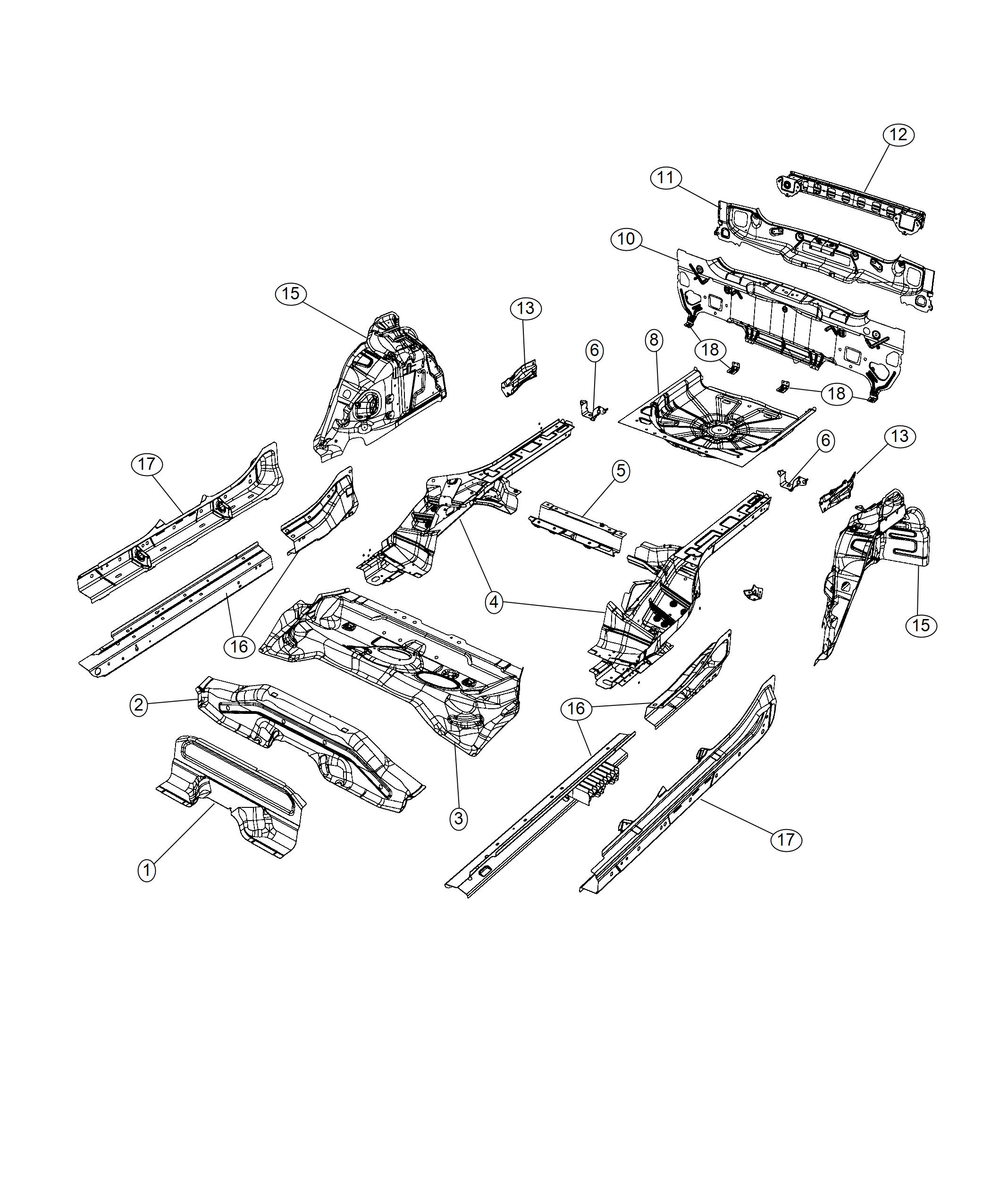 Diagram Rear Floor Pan. for your 2003 Chrysler 300  M 