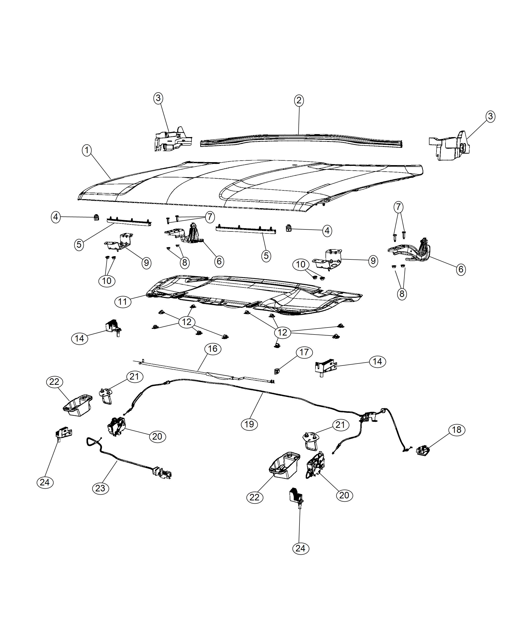 Hood and Related Parts. Diagram