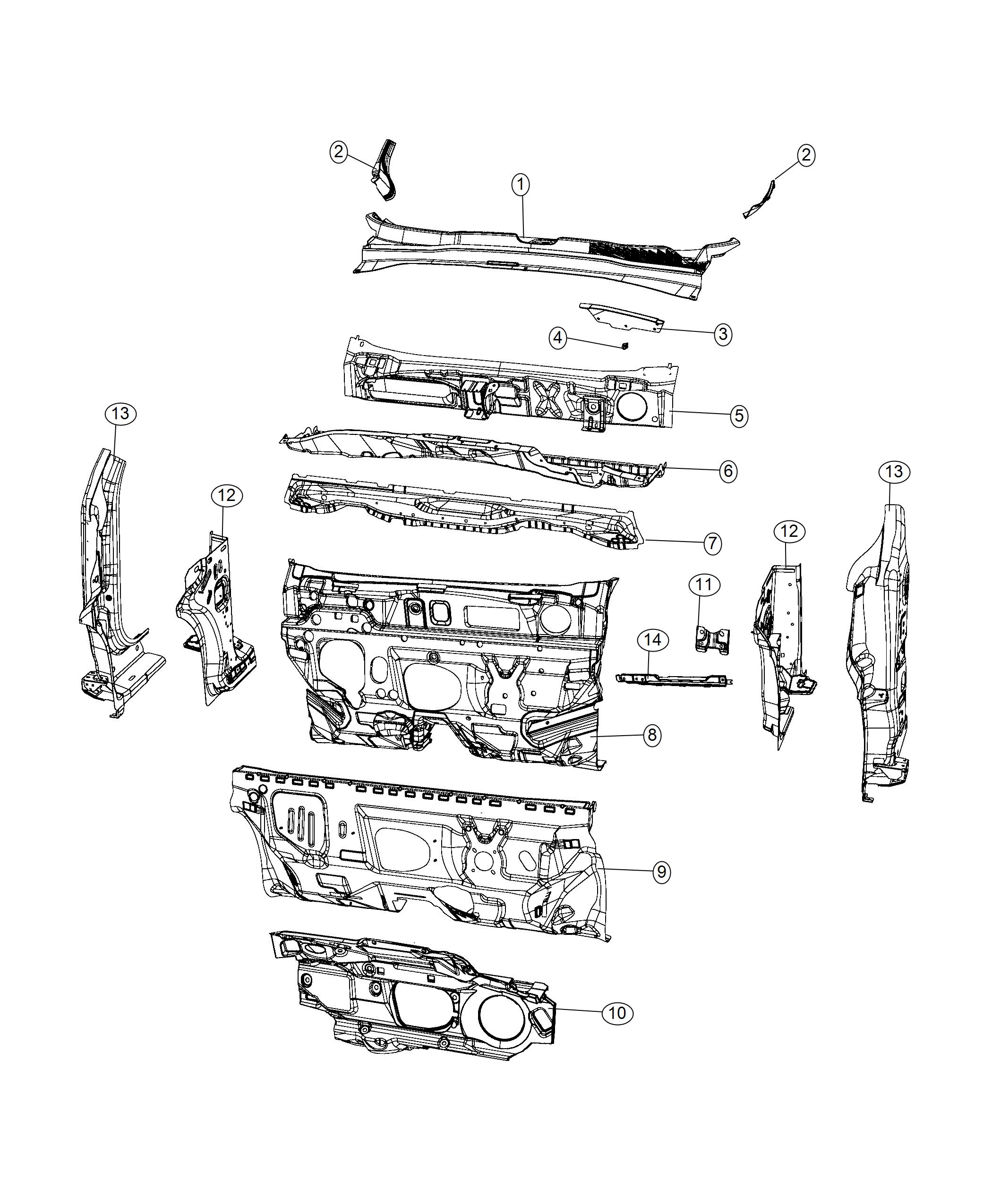 Cowl , Dash Panel and Related Parts. Diagram