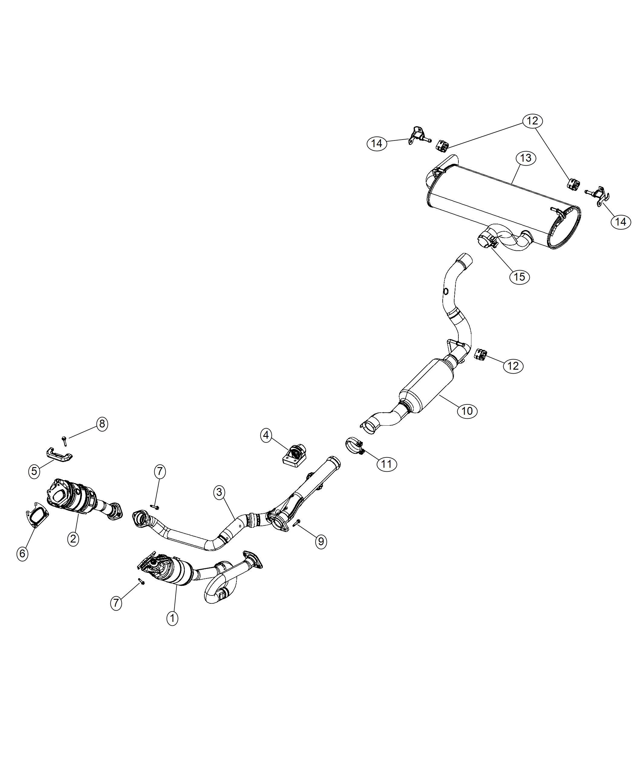 Diagram Exhaust System 3.6L [3.6L V6 24V VVT Engine Upg I w/ESS]. for your Jeep Wrangler  