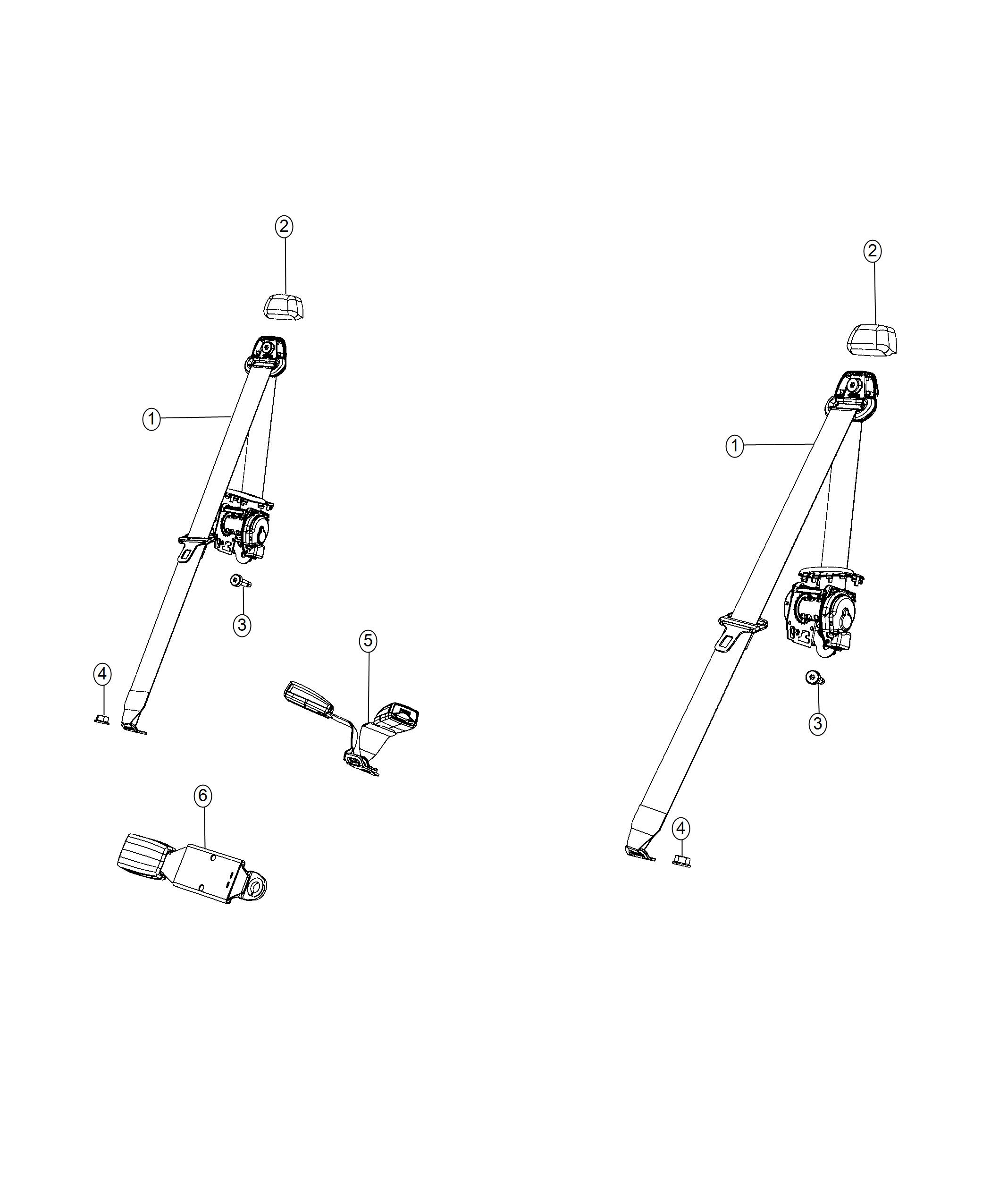 Diagram Rear Seat Belts - 2 Door. for your Jeep Wrangler  