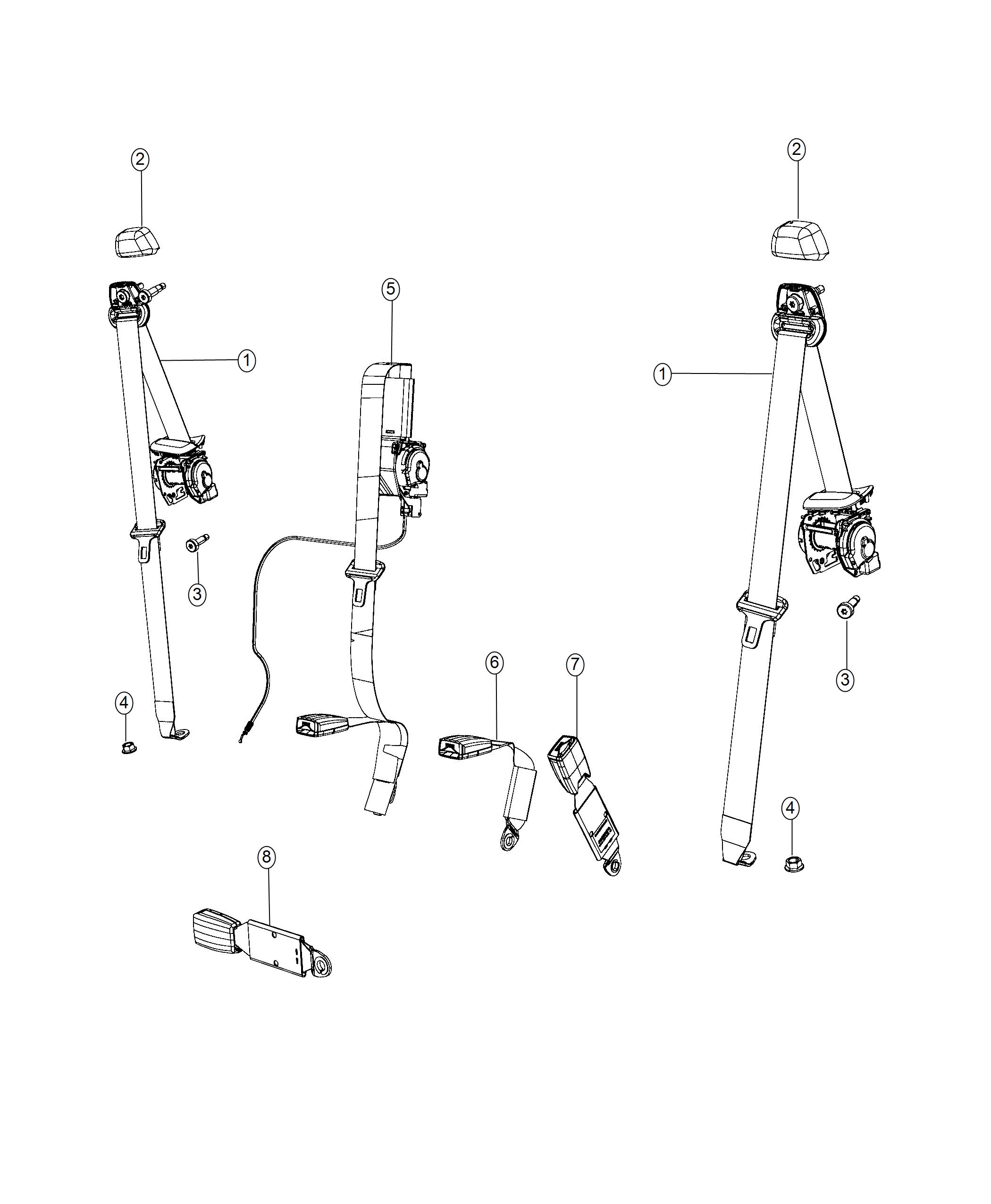 Diagram Rear Seat Belts - 4 Door. for your 2003 Chrysler 300  M 