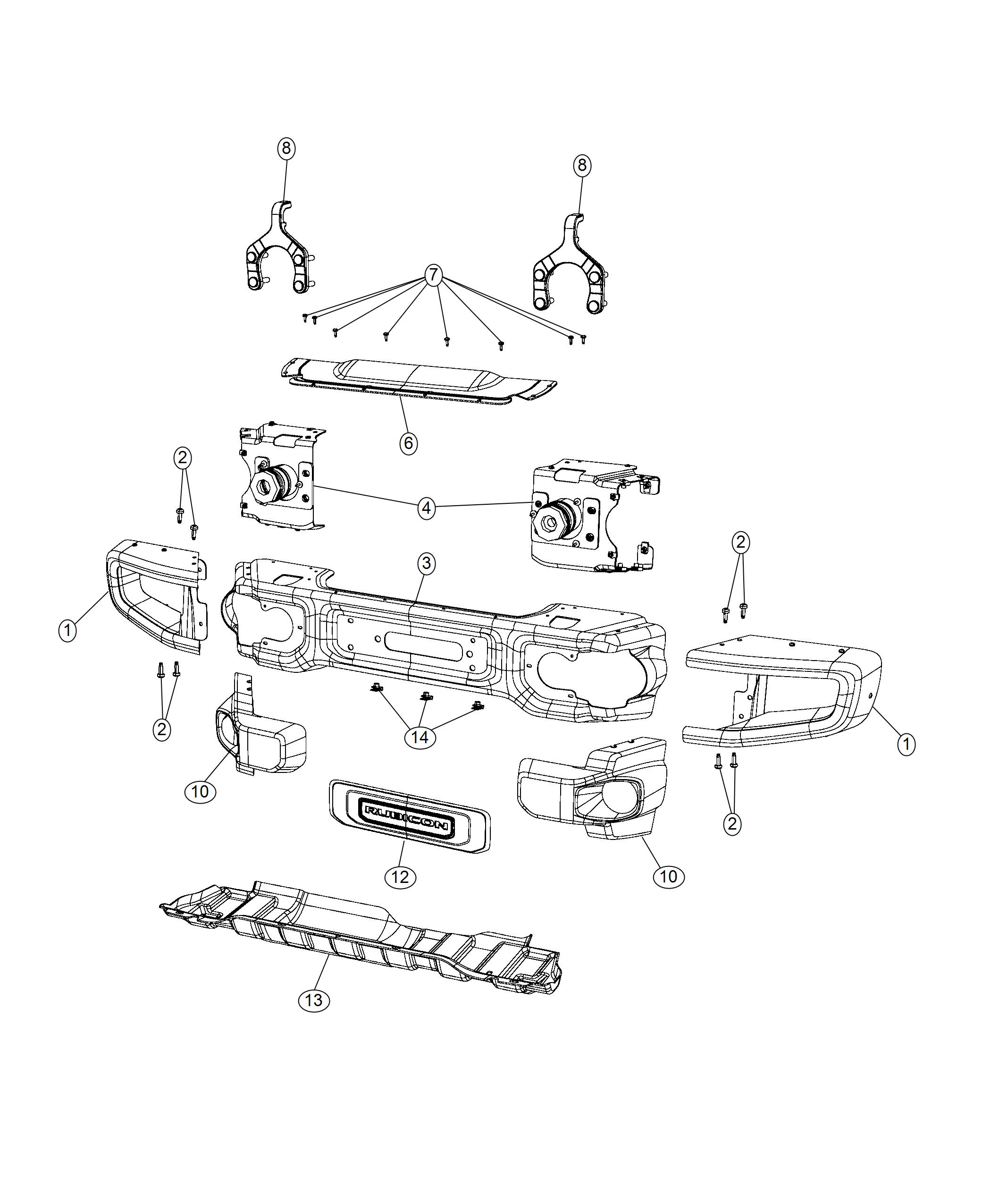 Diagram Bumper. for your 2014 Jeep Wrangler 3.6L V6 M/T 4X4 Unlimited Sahara 