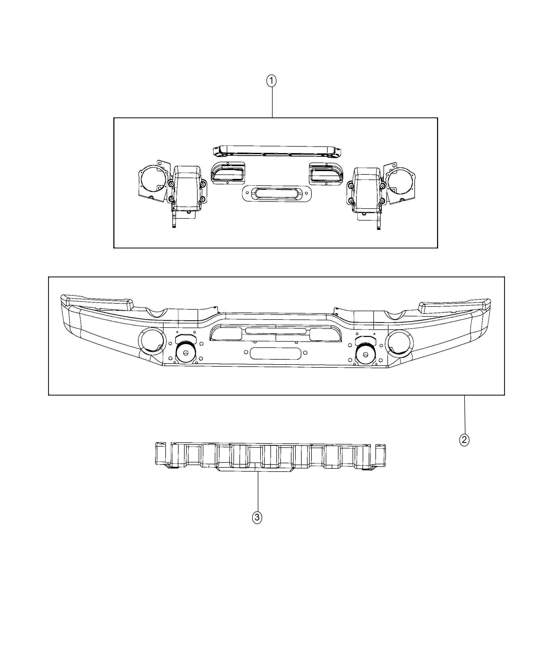 Diagram Bumper, [MOPAR Winch-Capable HD Front Bumper]. for your Jeep Wrangler  