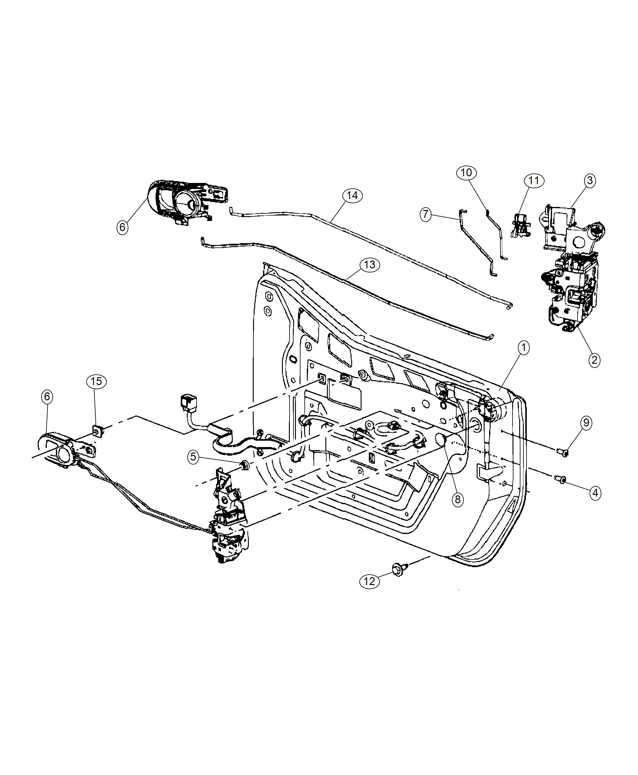 Diagram Front Door, Hardware Components, Half Door. for your 2018 Jeep Wrangler 3.6L V6 A/T 4X4 Unlimited Rubicon 