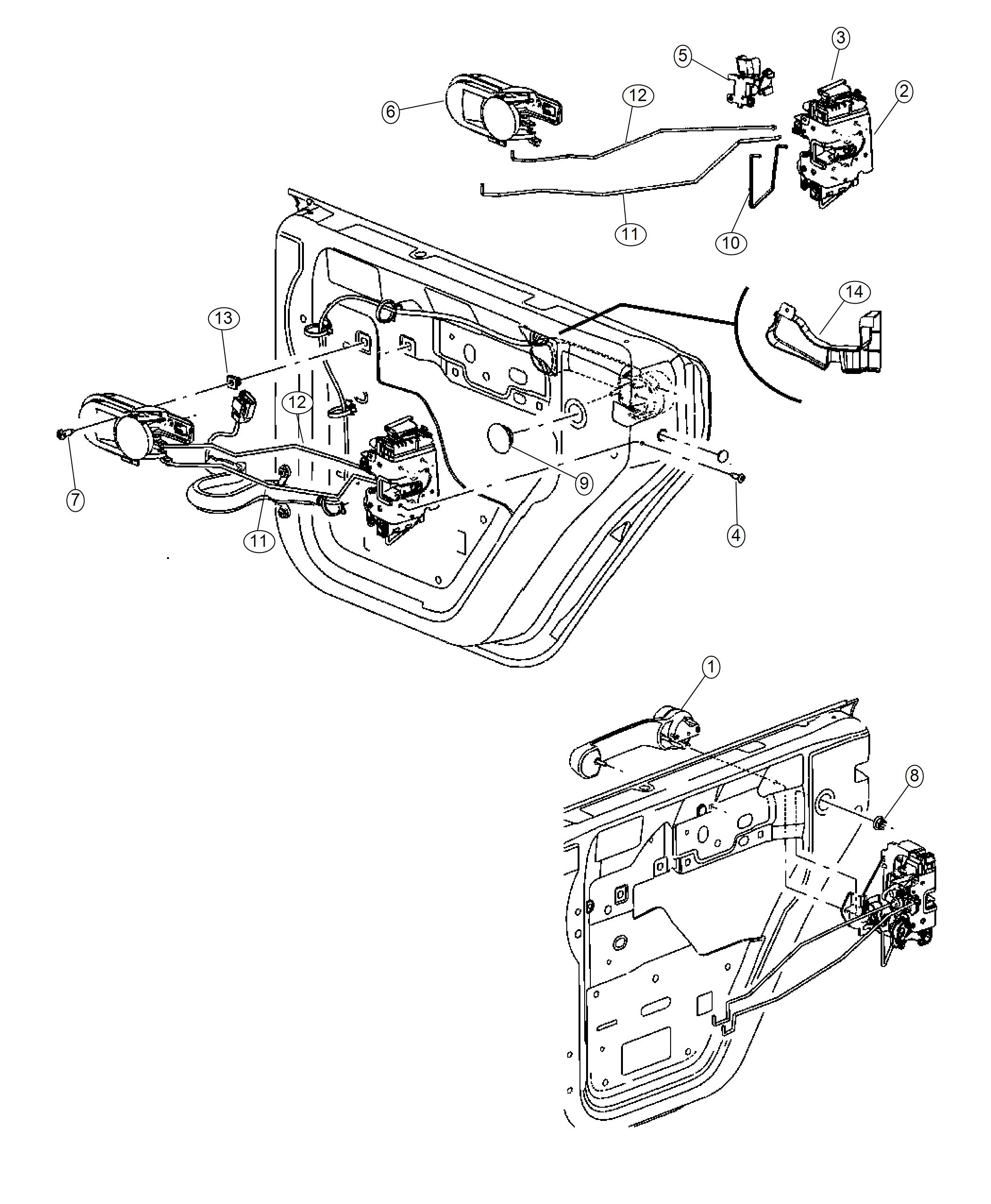 Diagram Rear Door, Hardware Components, Half Door. for your 2018 Jeep Wrangler   