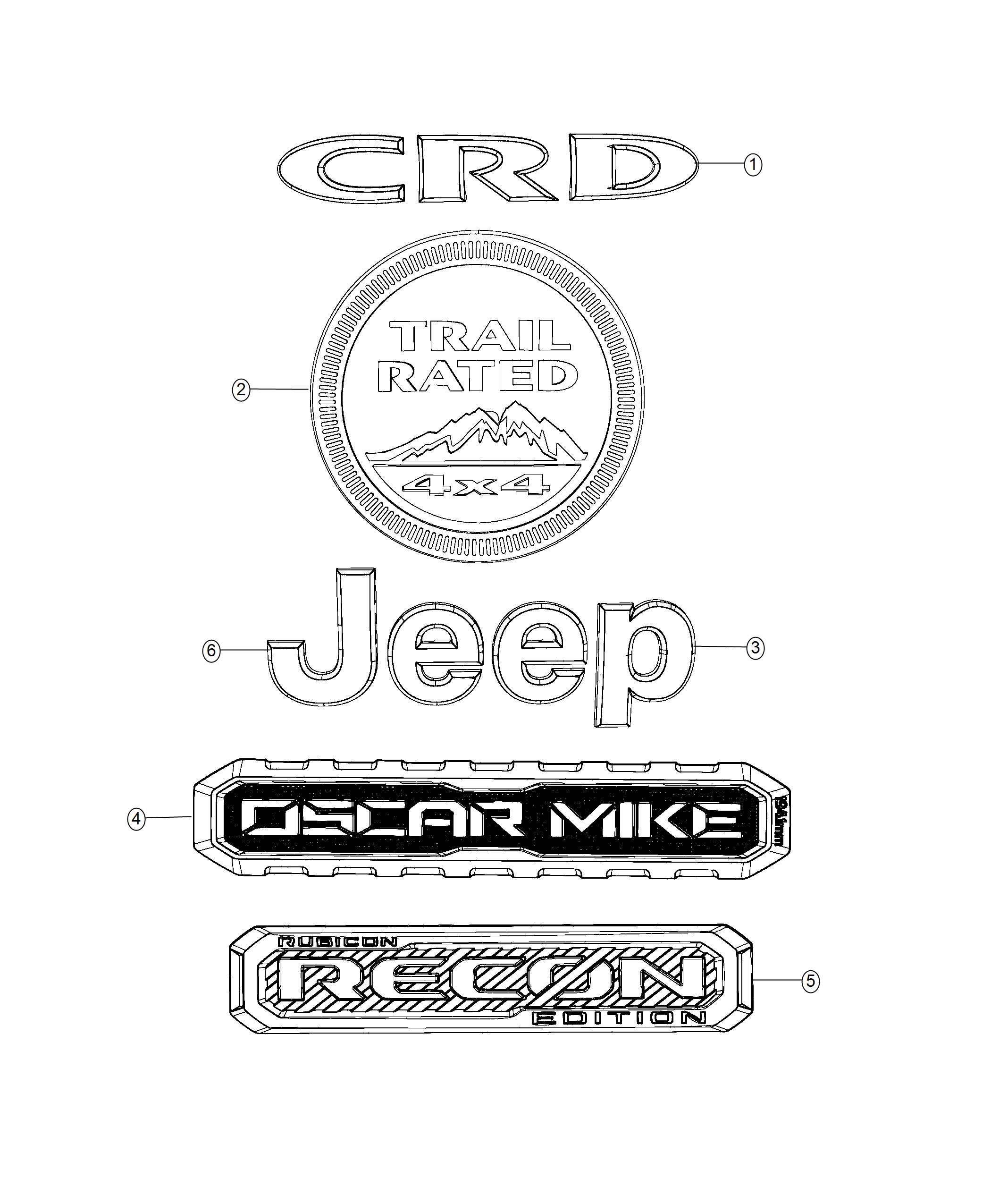 Diagram Nameplates, Emblem and Medallions. for your Jeep Wrangler  