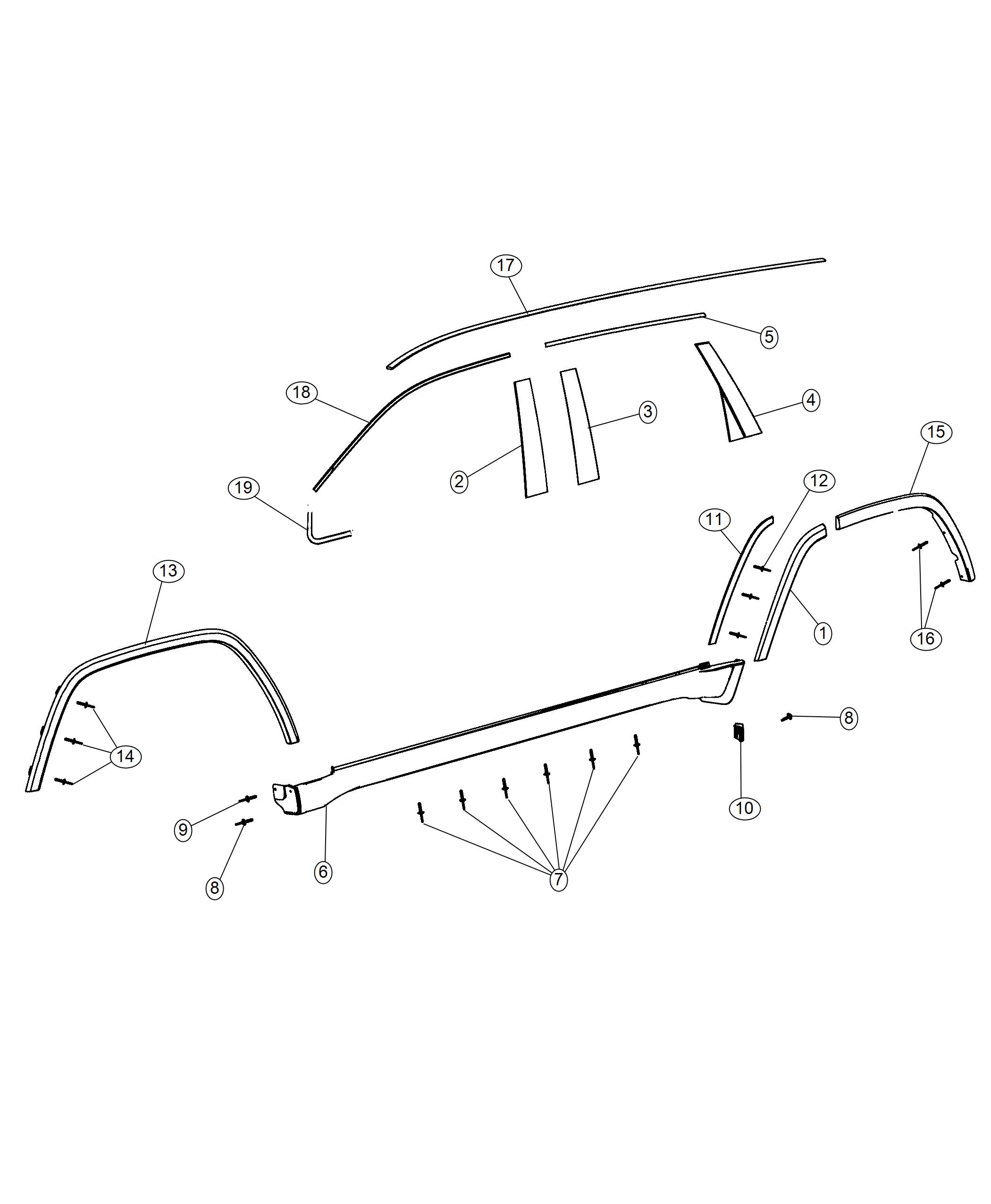 Diagram Exterior Ornamentation. for your 2013 Jeep