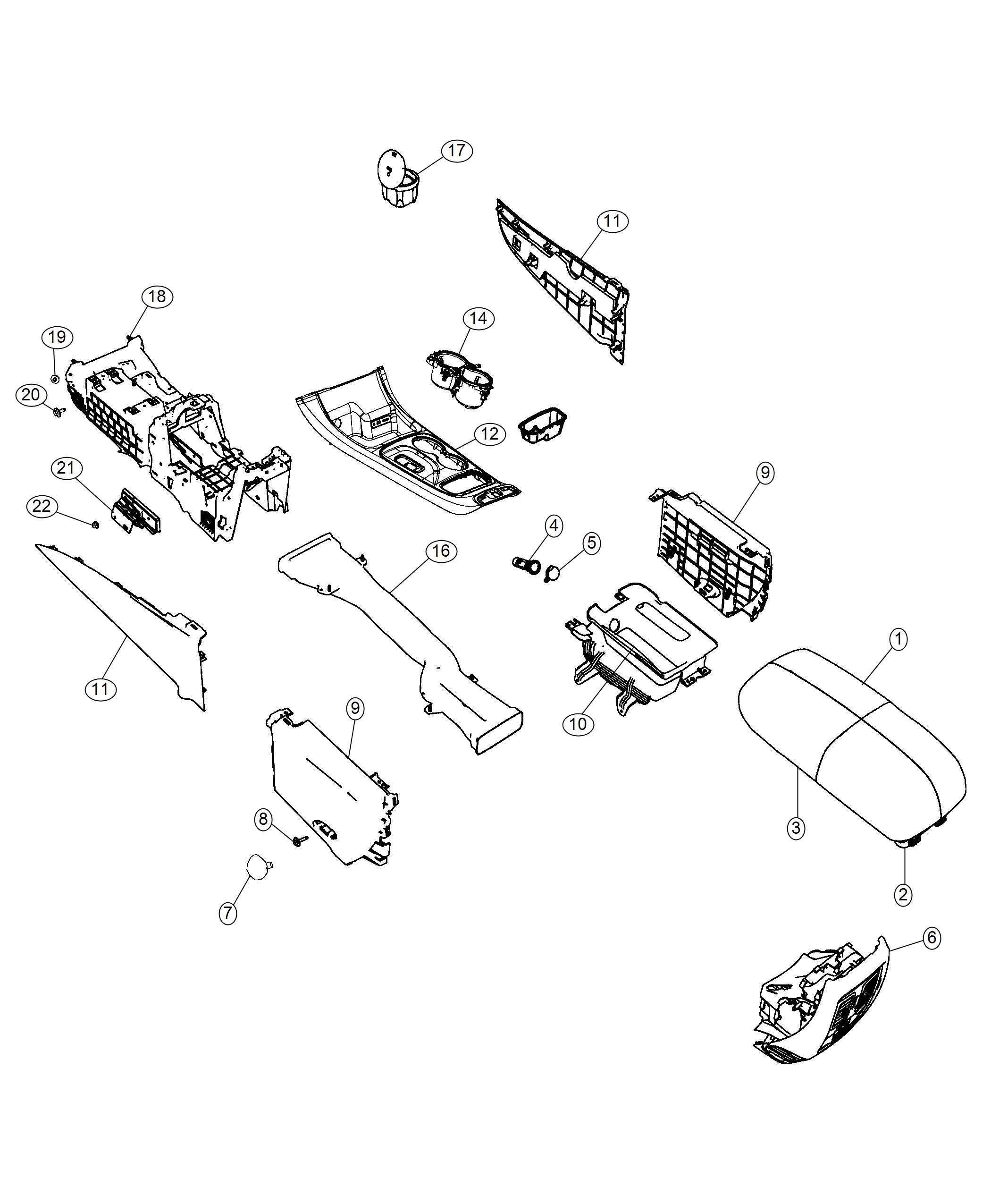 Diagram Floor Console Front. for your Chrysler 300  M