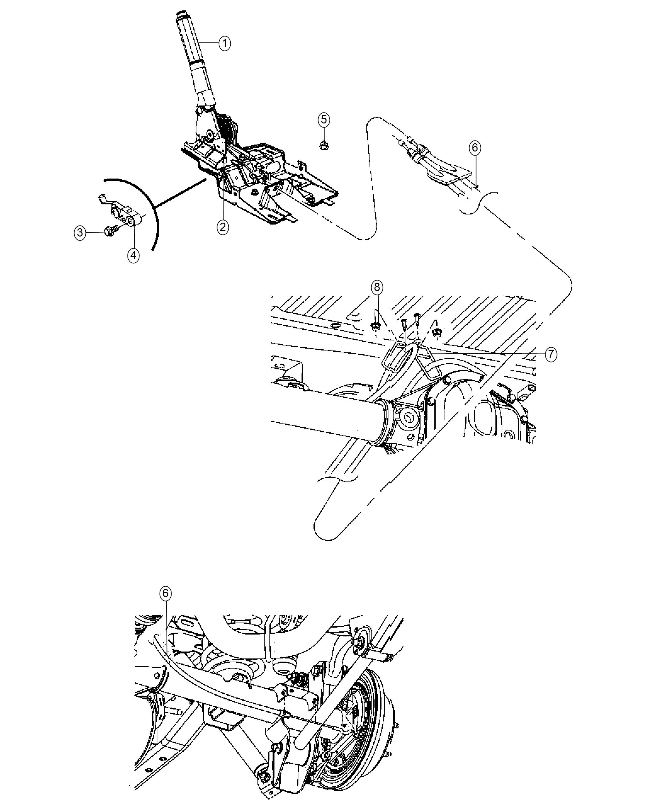 Park Brake Lever and Rear Cables. Diagram