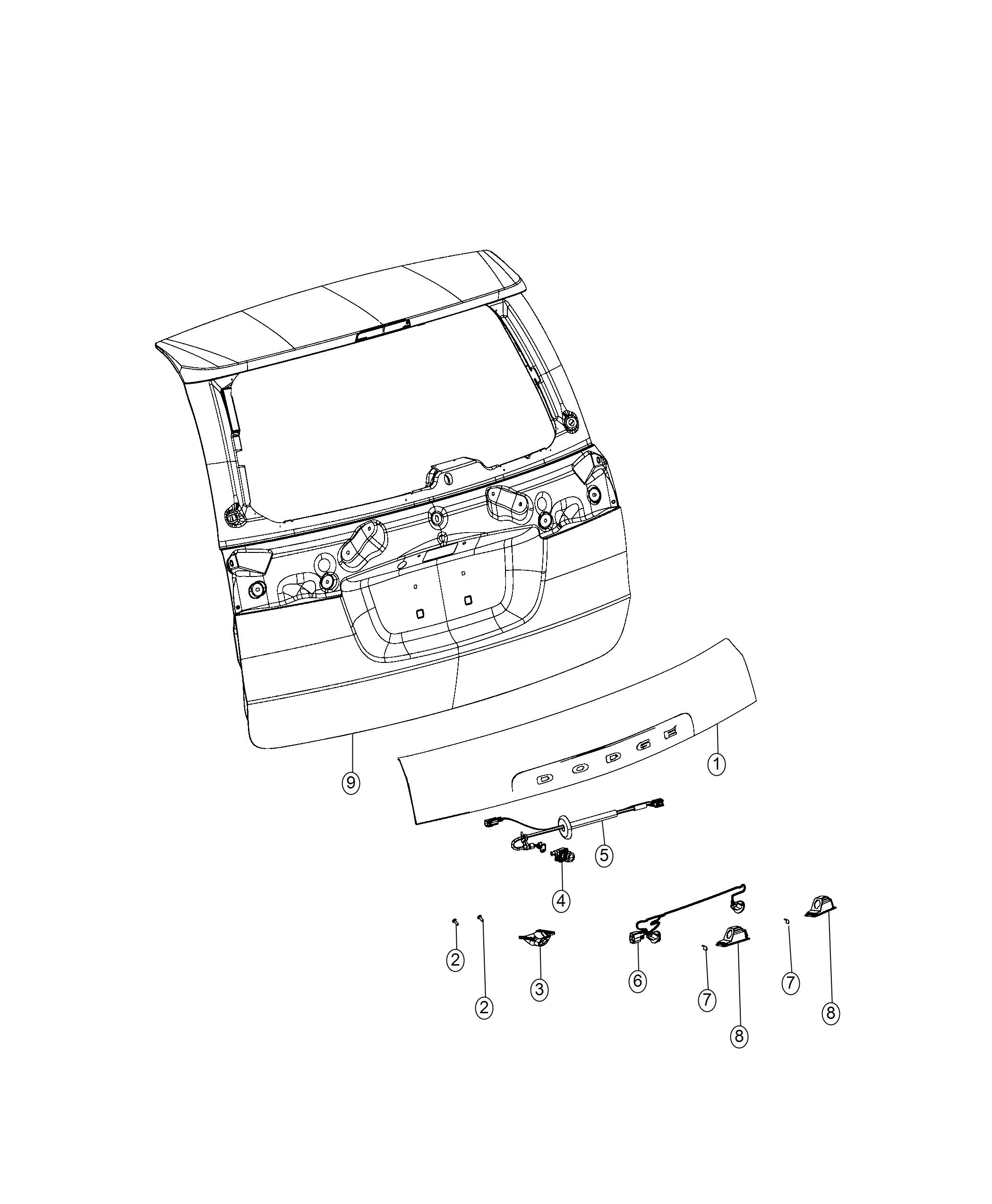 Diagram Lamps, Liftgate Handle, Rear Camera and License. for your Dodge Grand Caravan  