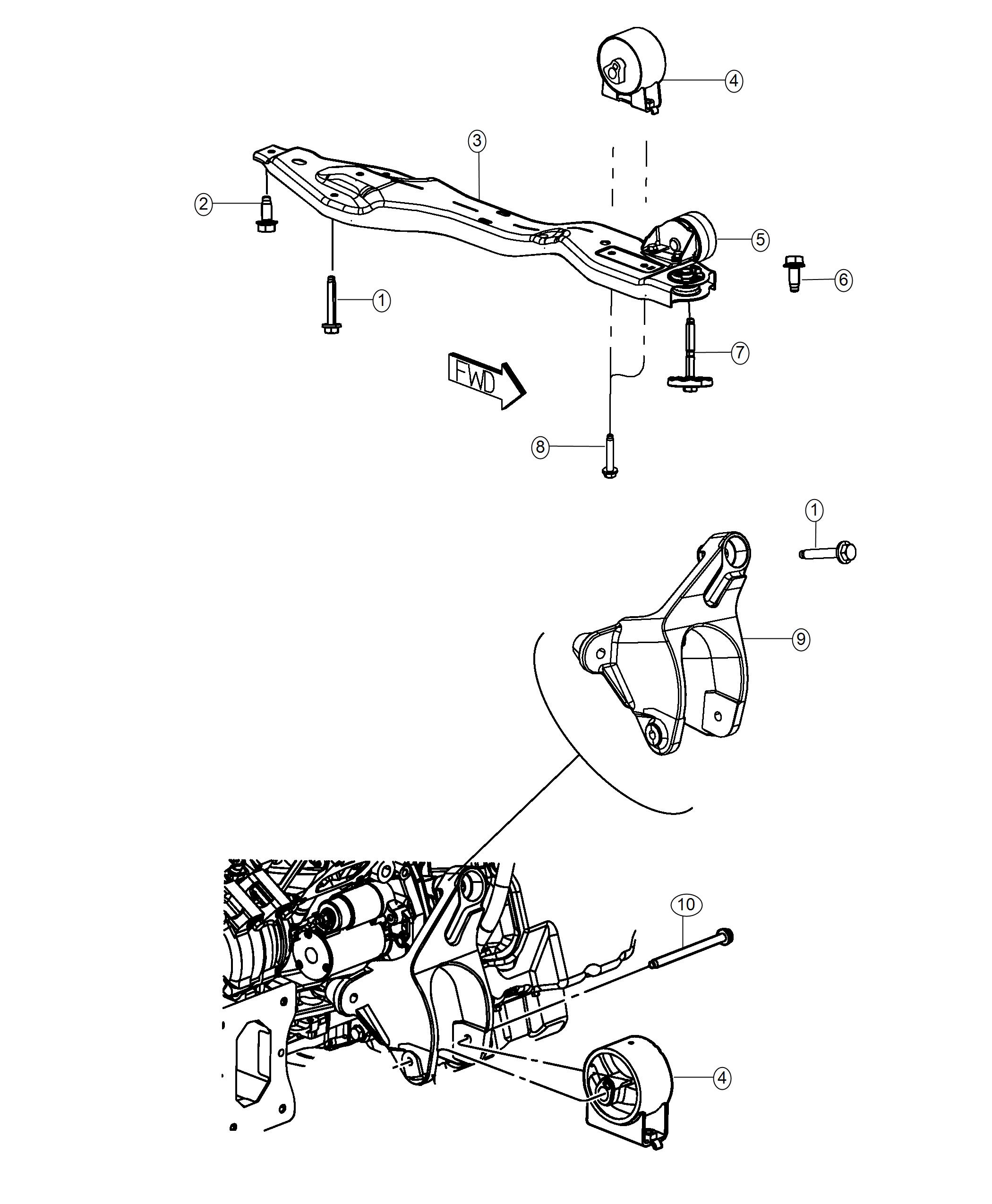 Diagram Engine Mounting Front FWD 3.6L. for your 2018 Dodge Grand Caravan   