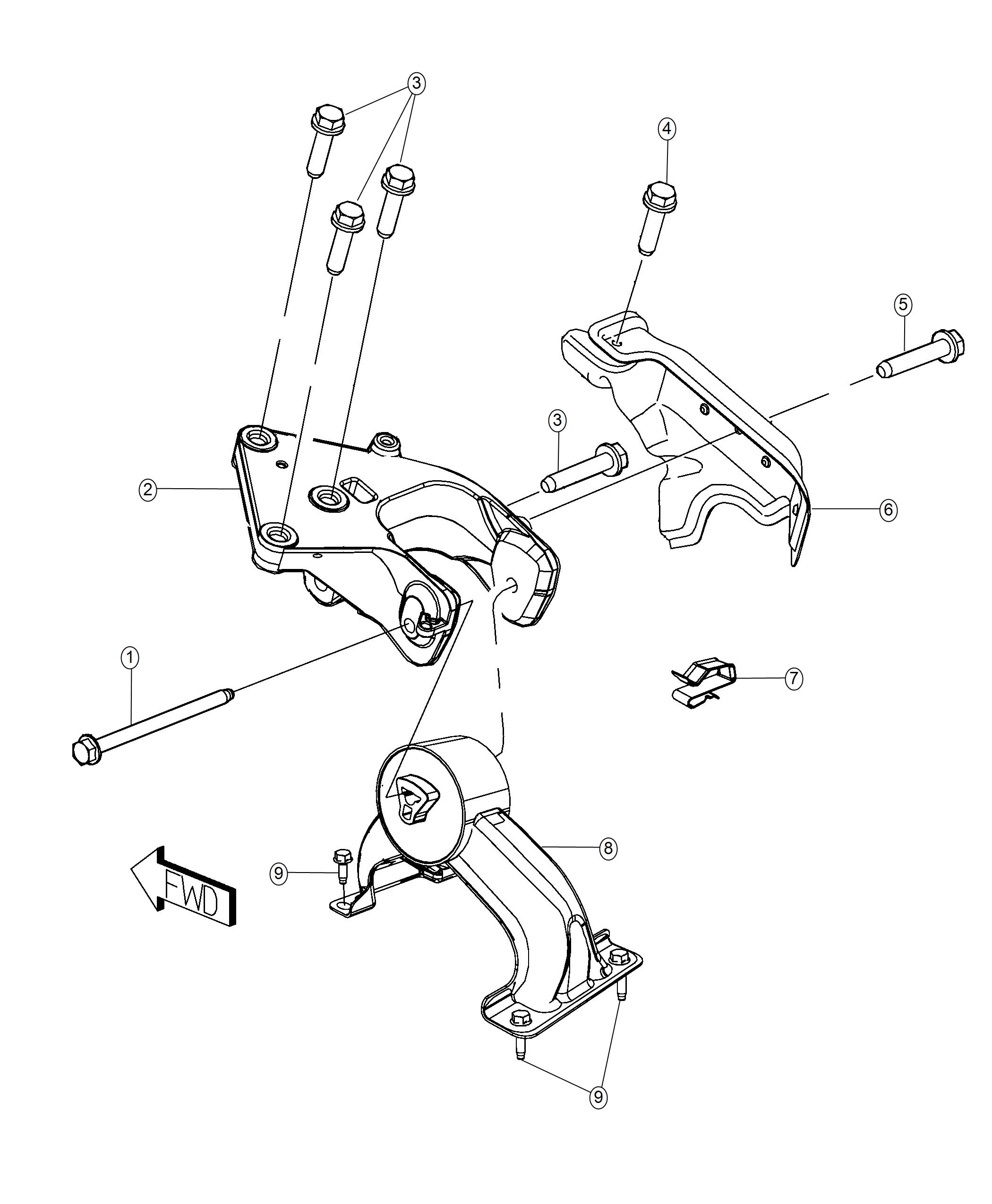 Diagram Engine Mounting Rear FWD 3.6L. for your Dodge Grand Caravan  