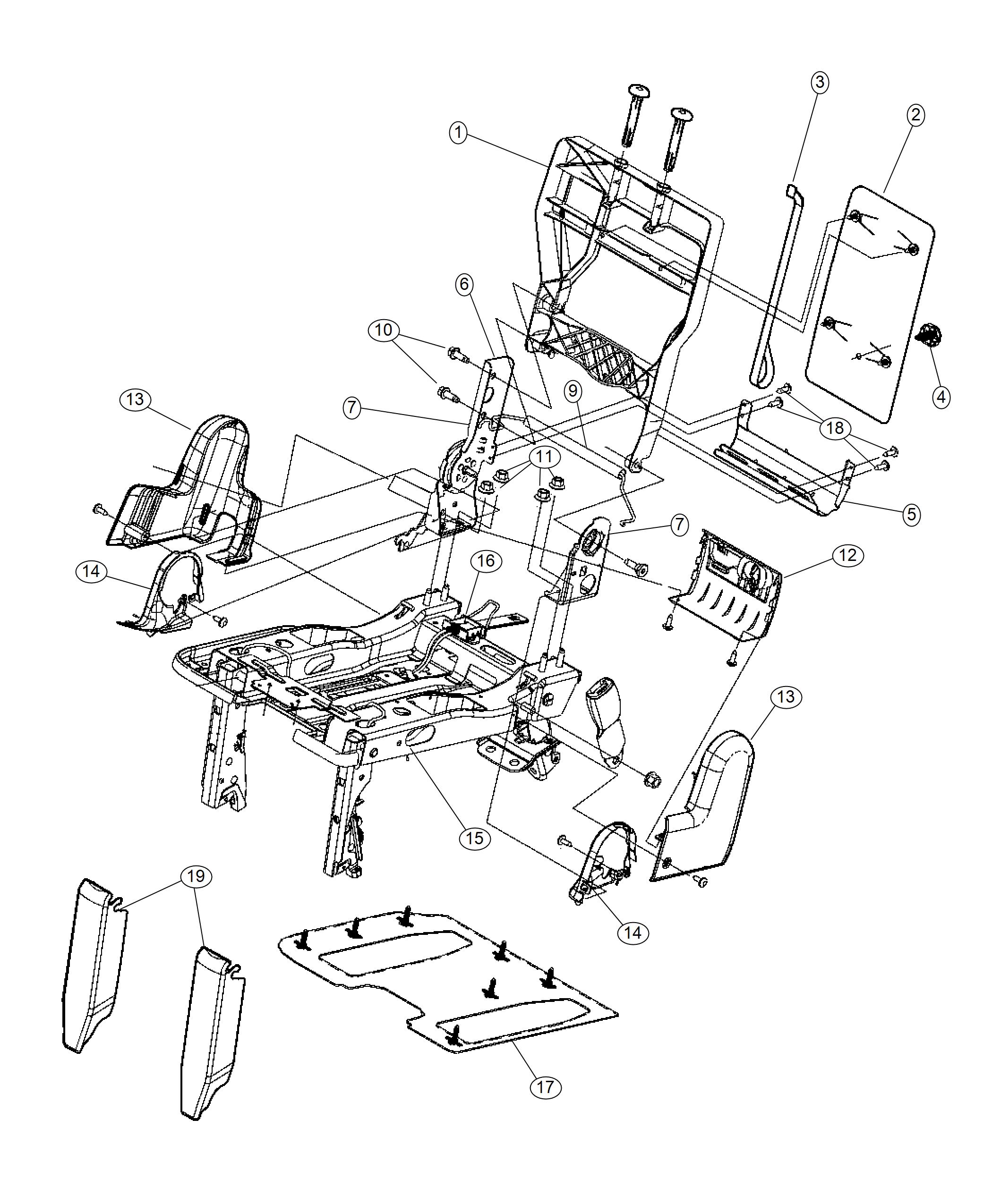 Diagram Third Row - 60/40 Stow and Go - 40% Side. for your 2004 Dodge Grand Caravan   