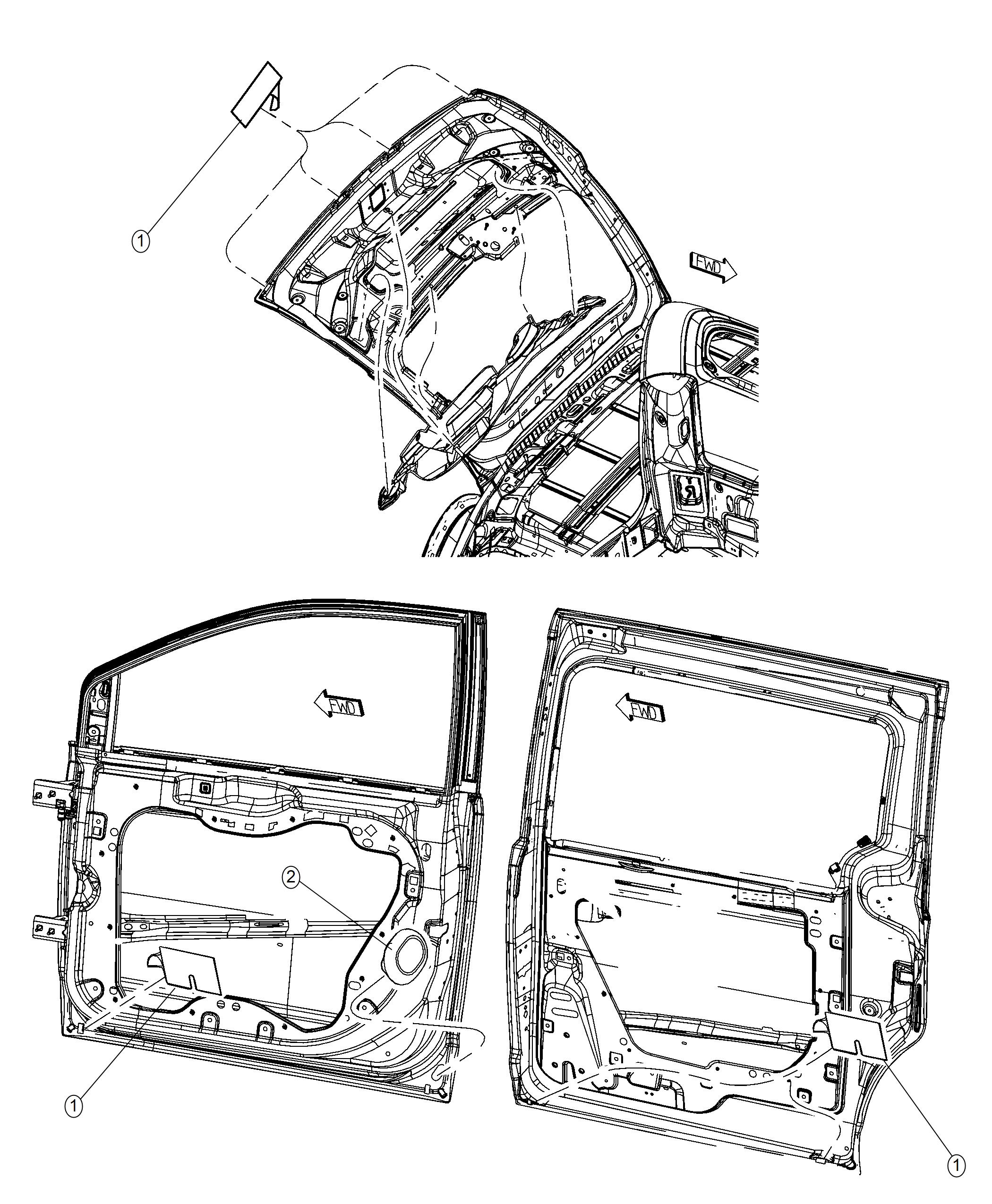 Hood, Doors, Decklid, Tailgate, and Liftgate Plugs. Diagram