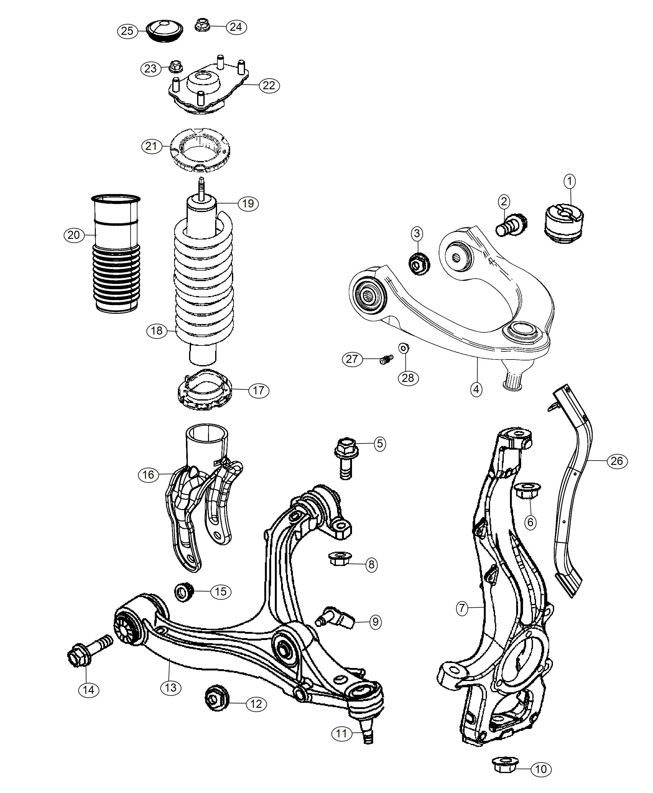 Diagram Suspension, Front. for your 2022 Jeep Grand Cherokee   