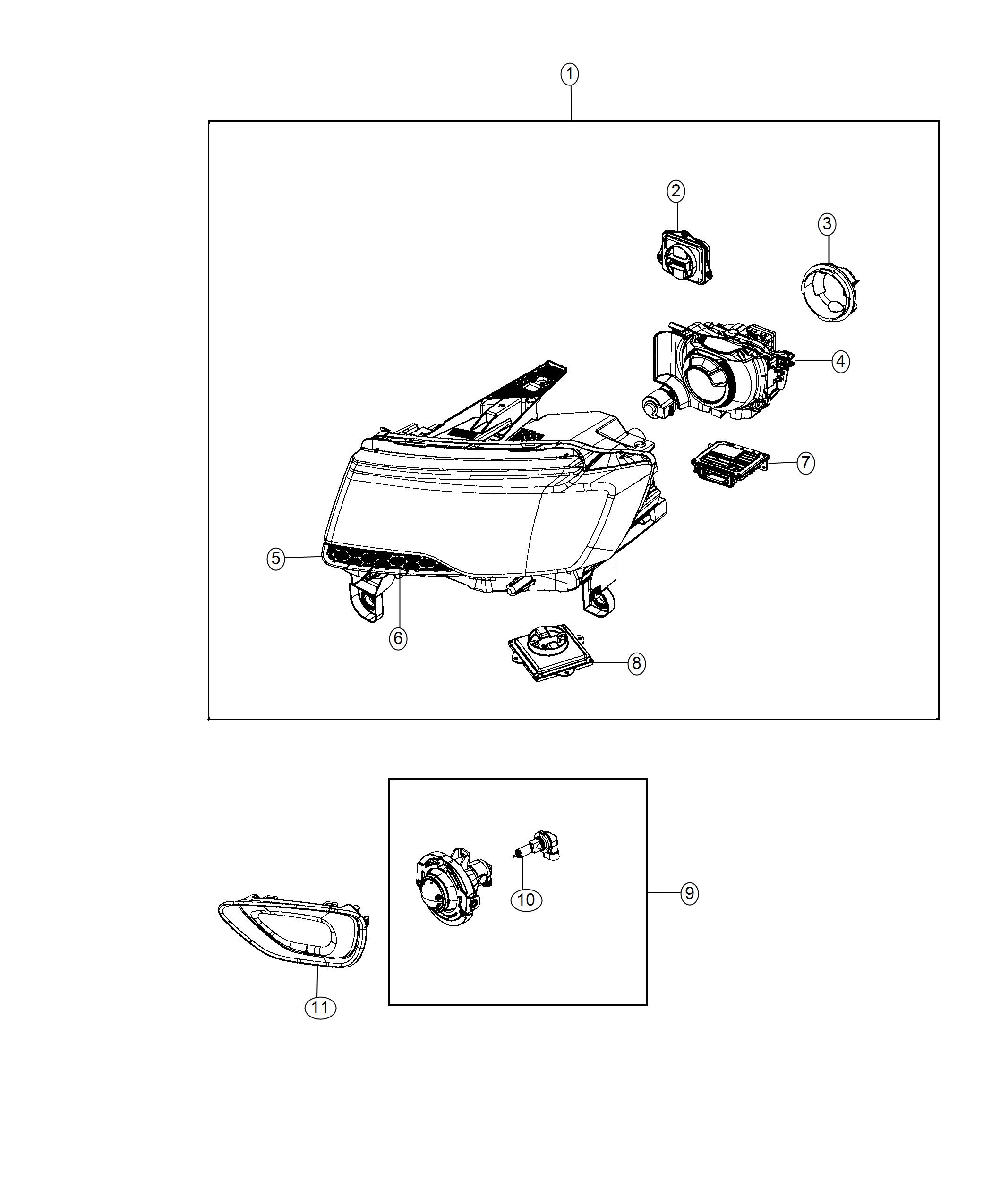 Diagram Lamps, Front. for your 2004 Chrysler 300  M 