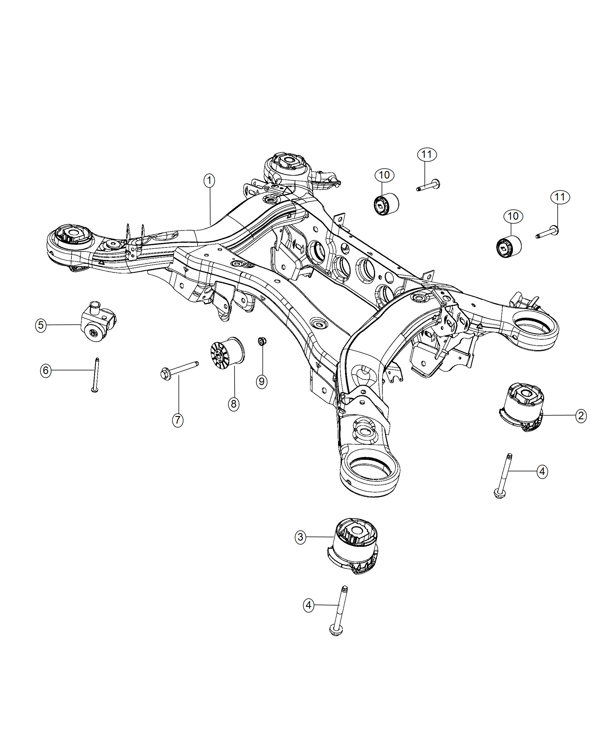 Diagram Cradle, Rear Suspension. for your 2007 Jeep Compass   