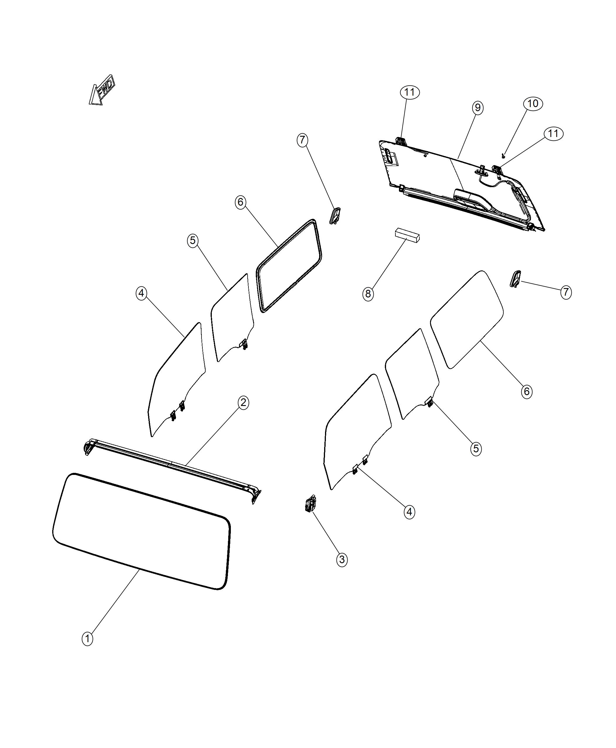 Diagram Glass, Glass Hardware. for your Jeep Wrangler  