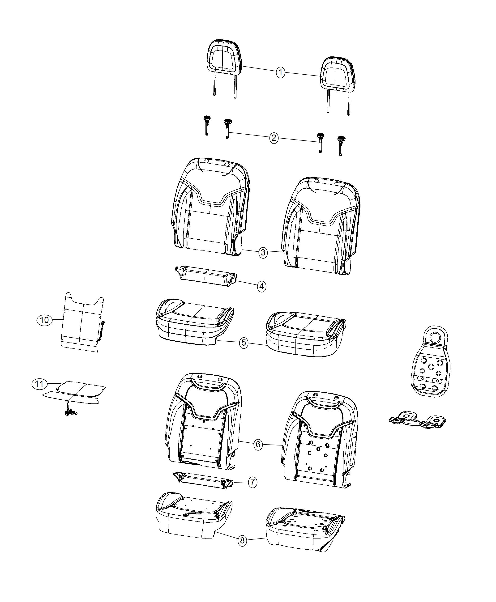 Diagram Front Seat - Bucket - Trim Code [AL]. for your 2000 Chrysler 300  M 