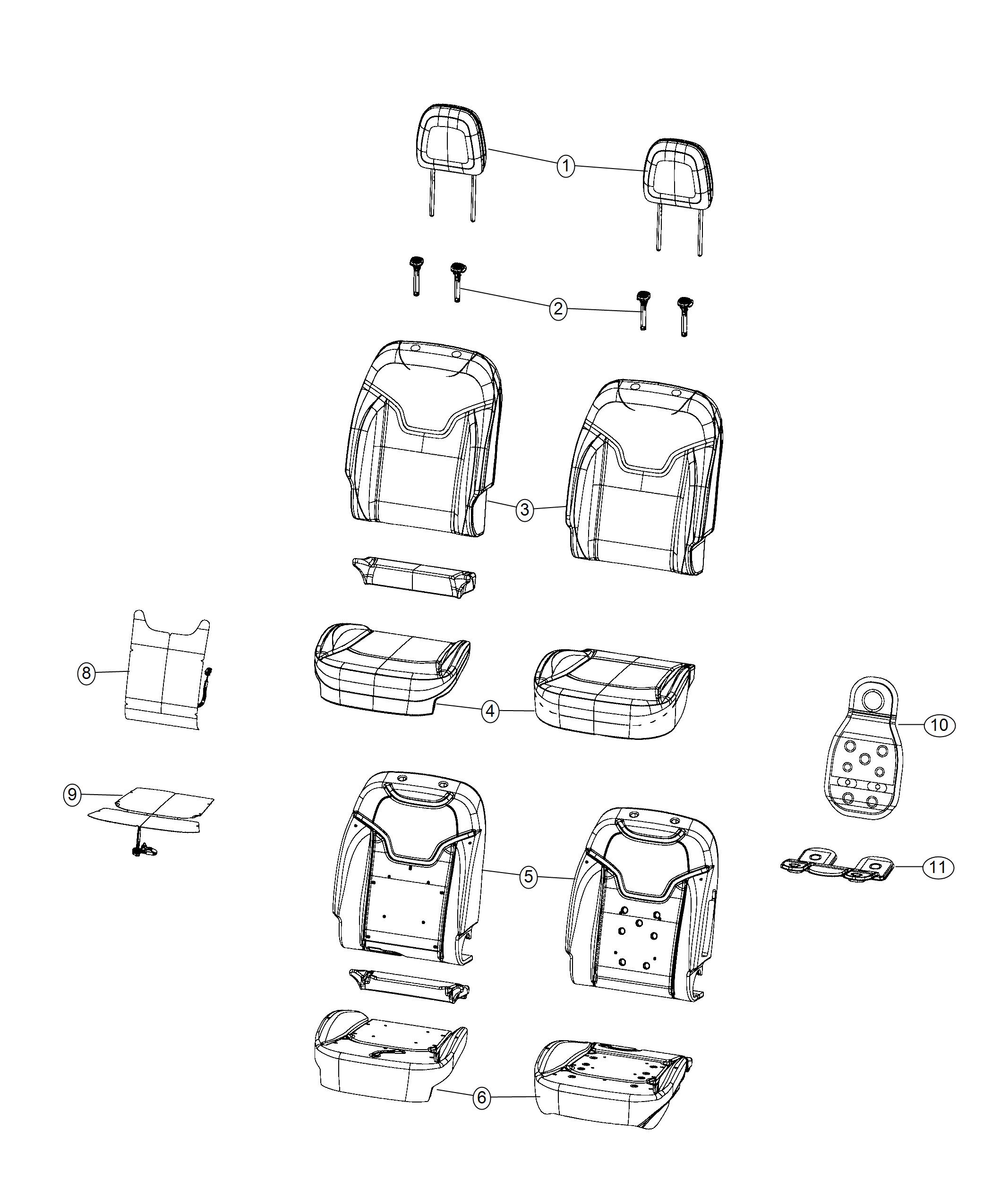 Diagram Front Seat - Bucket - Trim Code [BL]. for your 2000 Chrysler 300  M 