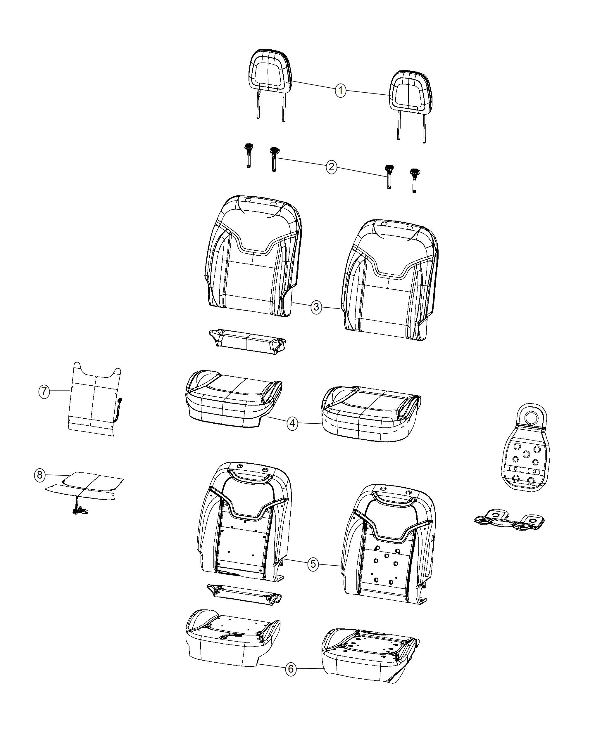 Diagram Front Seat - Bucket - Trim Code [D5]. for your 2000 Chrysler 300  M 