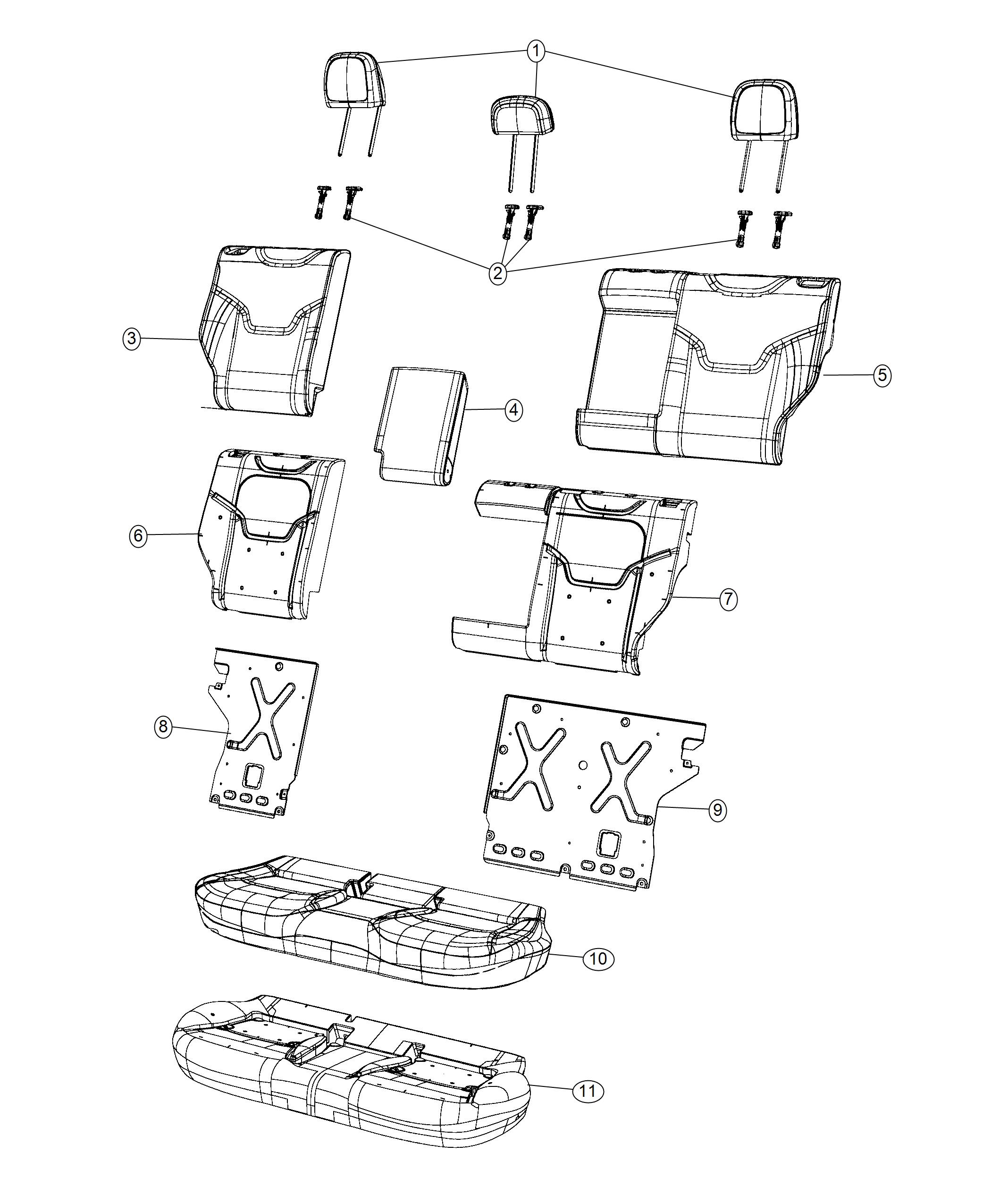 Diagram Rear Seat - Split Seat - Trim Code [TL]. for your Jeep Compass  