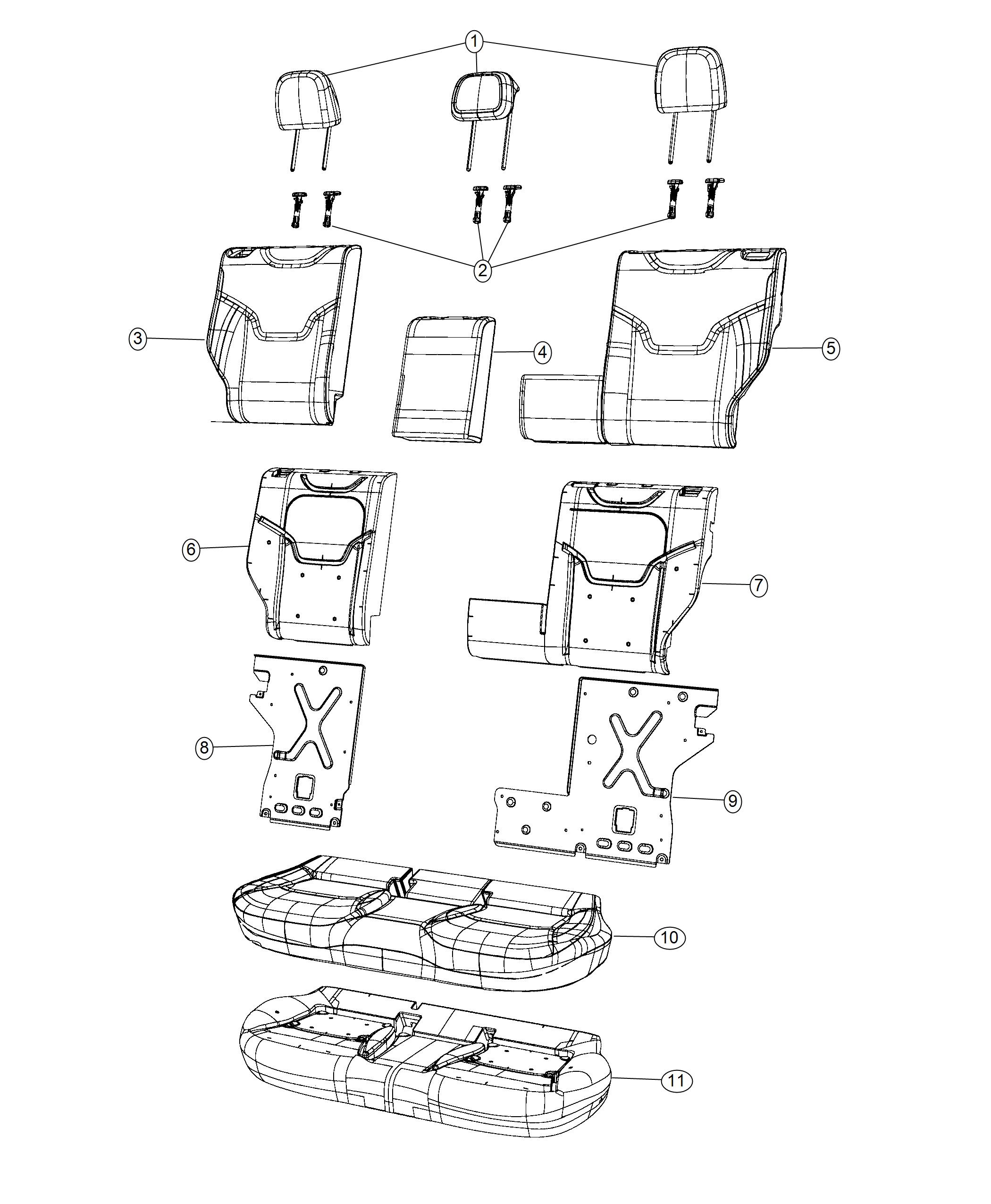 Diagram Rear Seat - Split Seat - Trim Code [TL]. for your Jeep Compass  