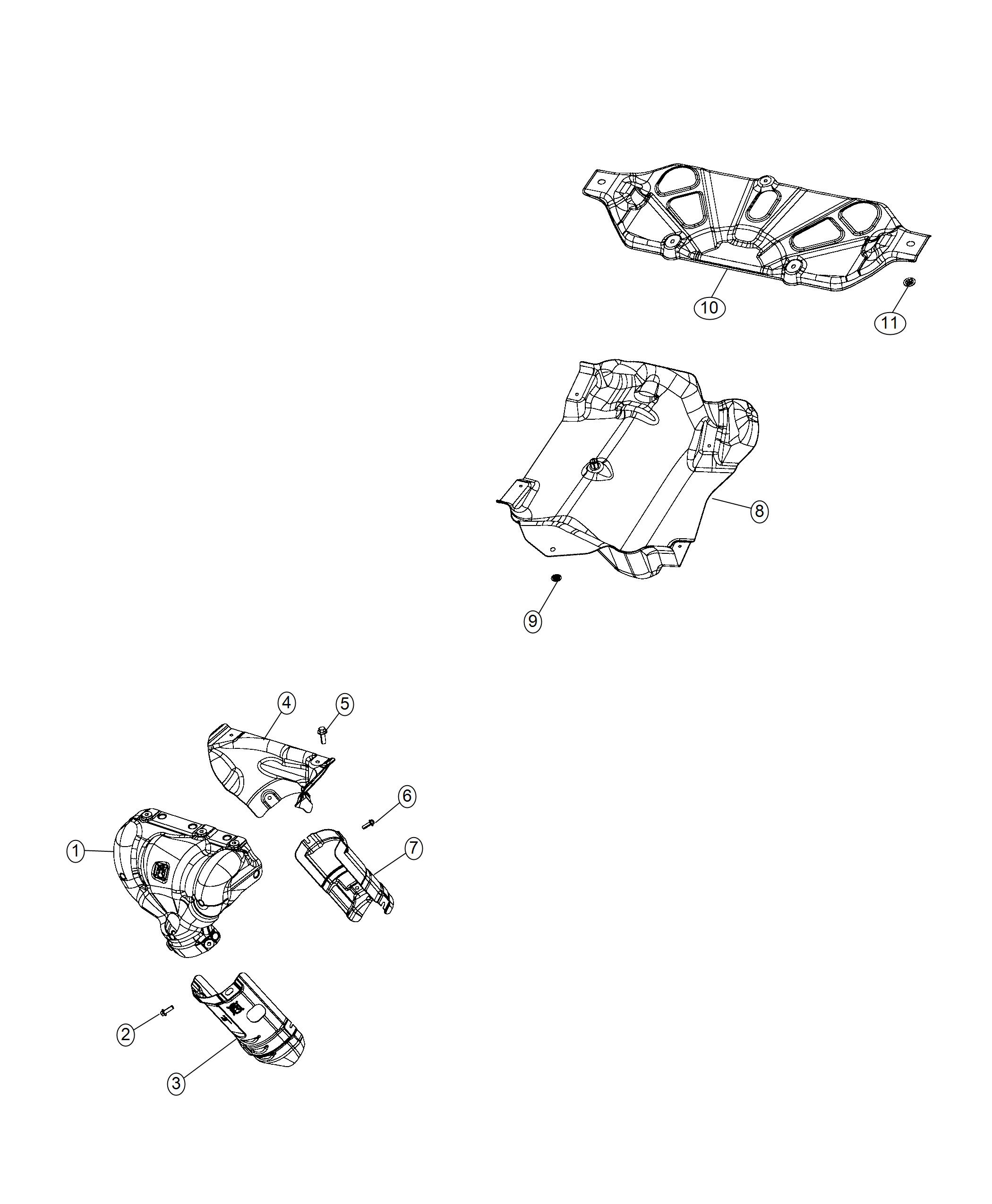 Exhaust System Heat Shields. Diagram