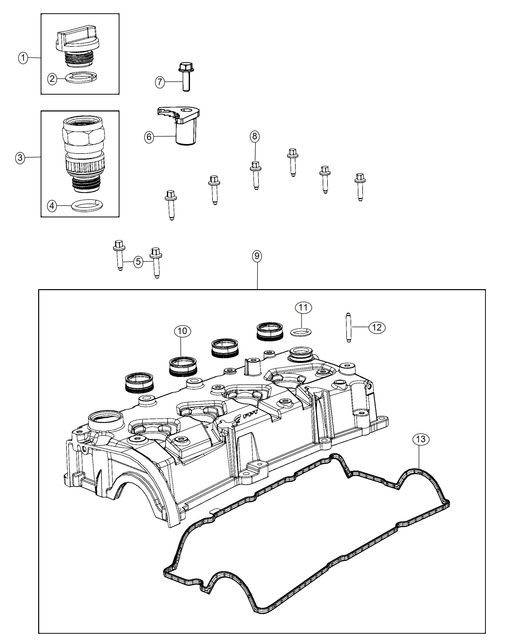 Diagram Cylinder Head Cover 1.4L Turbocharged. for your Chrysler 300  M