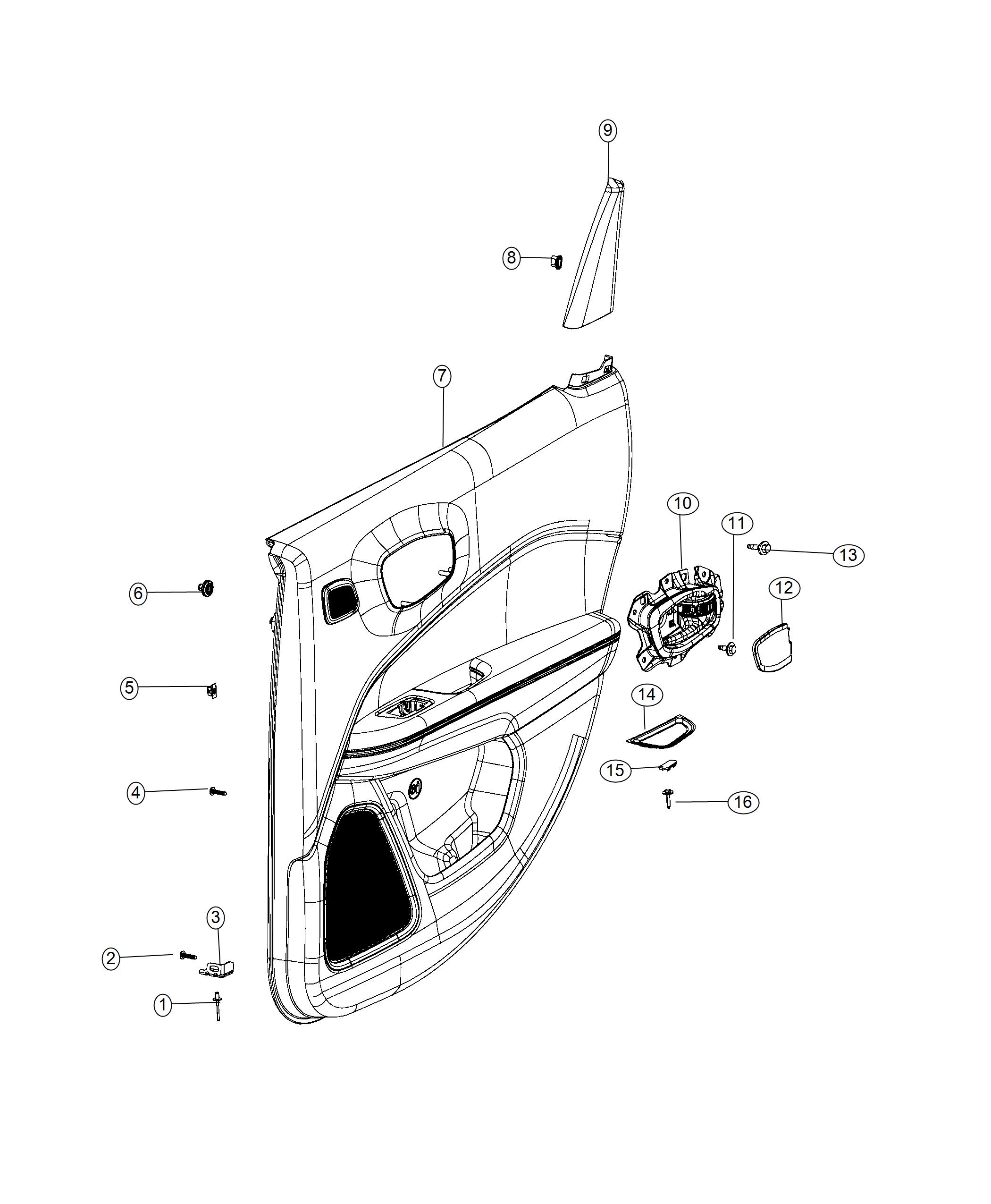 Diagram Rear Door Trim Panels. for your 2017 Jeep Wrangler   