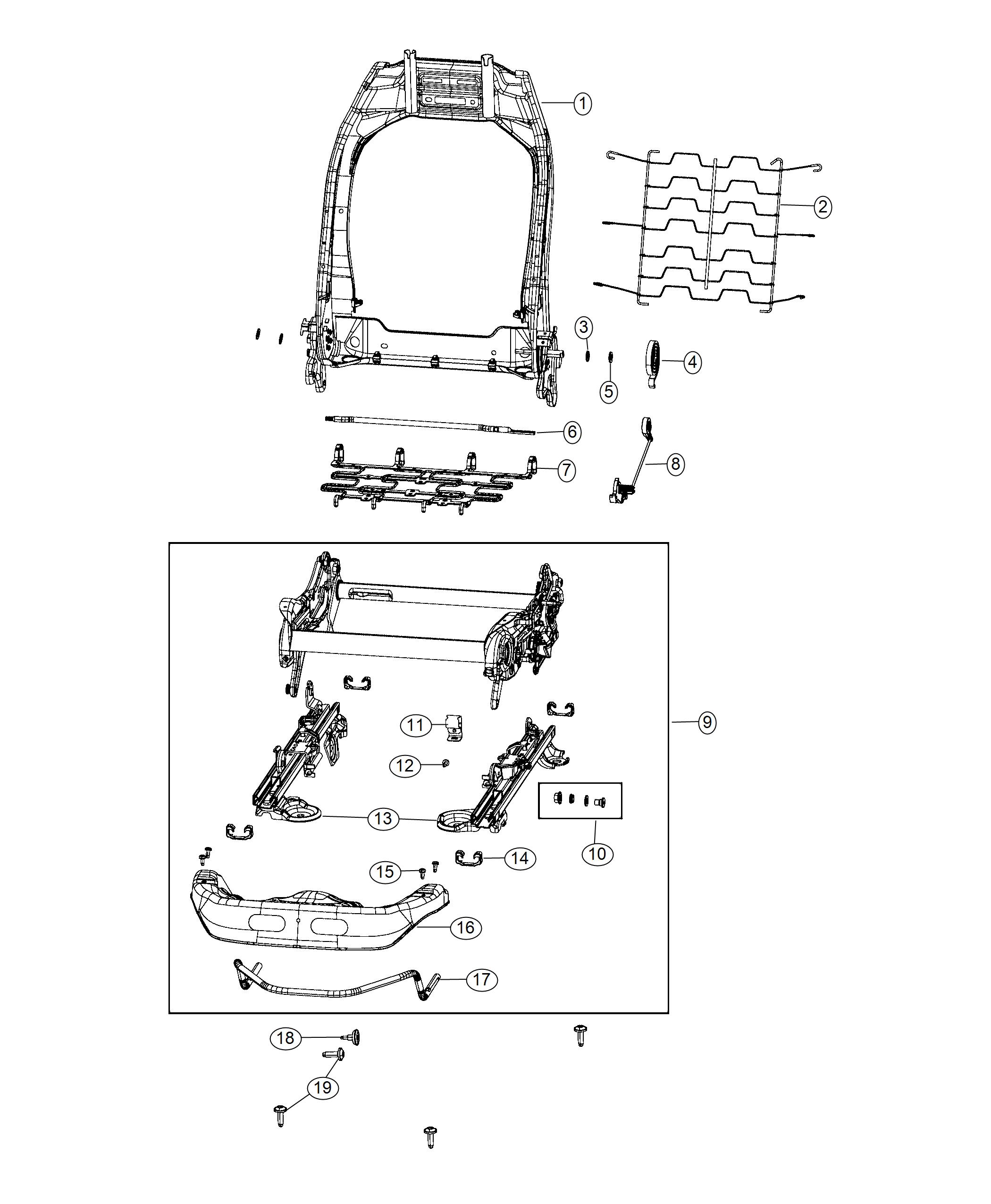 Adjuster, Recliner And Shields - Driver Seat - Manual. Diagram