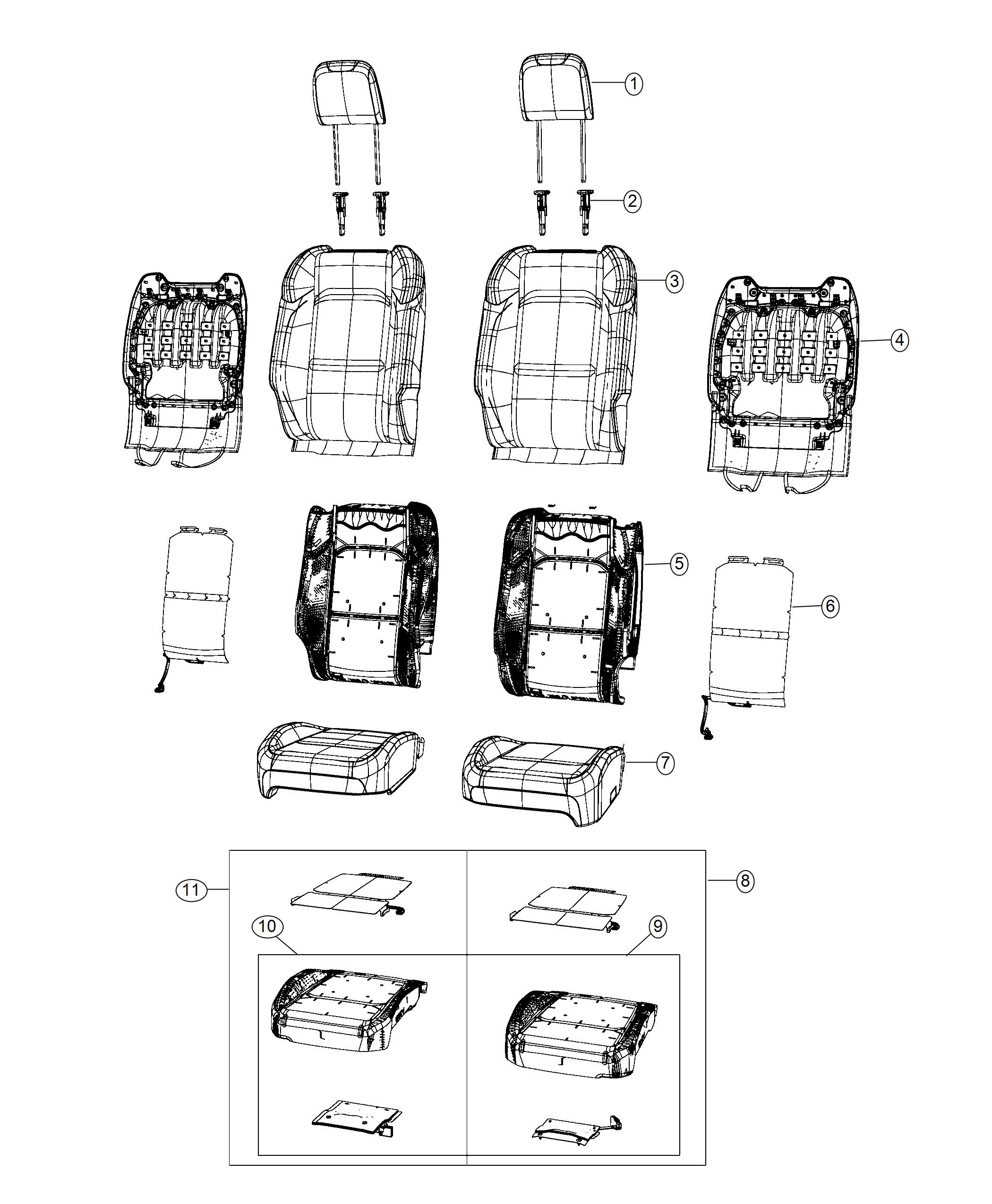 Diagram Front Seat - Bucket - Trim Code [A7]. for your Jeep