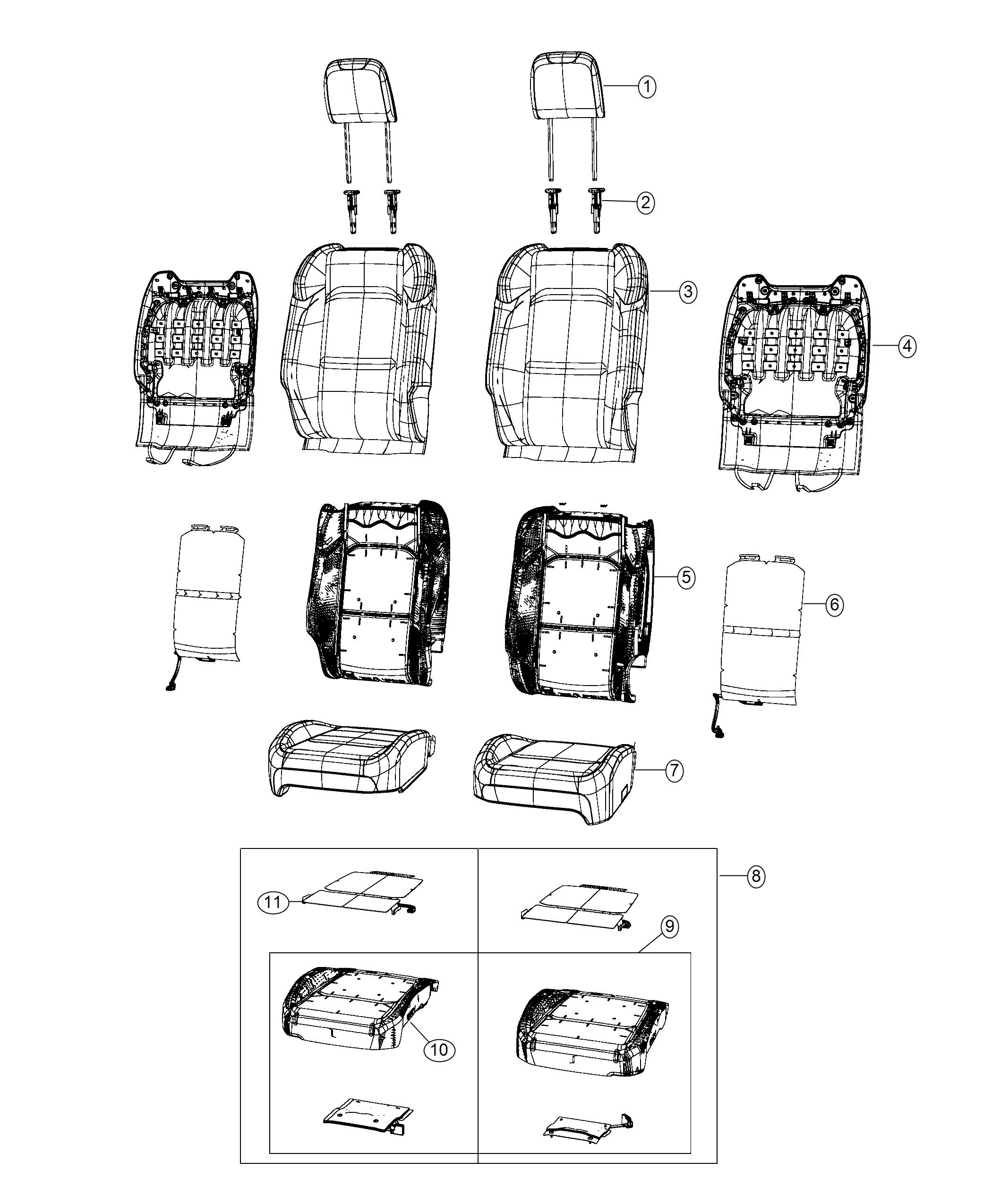 Front Seat - Bucket - Trim Code [A8]. Diagram