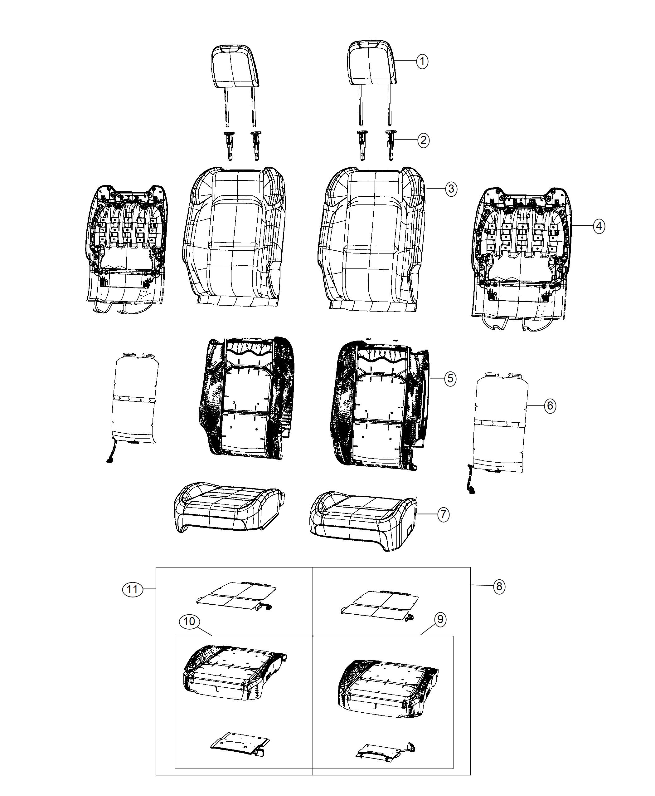 Diagram Front Seat - Bucket - Trim Code [CL]. for your Jeep