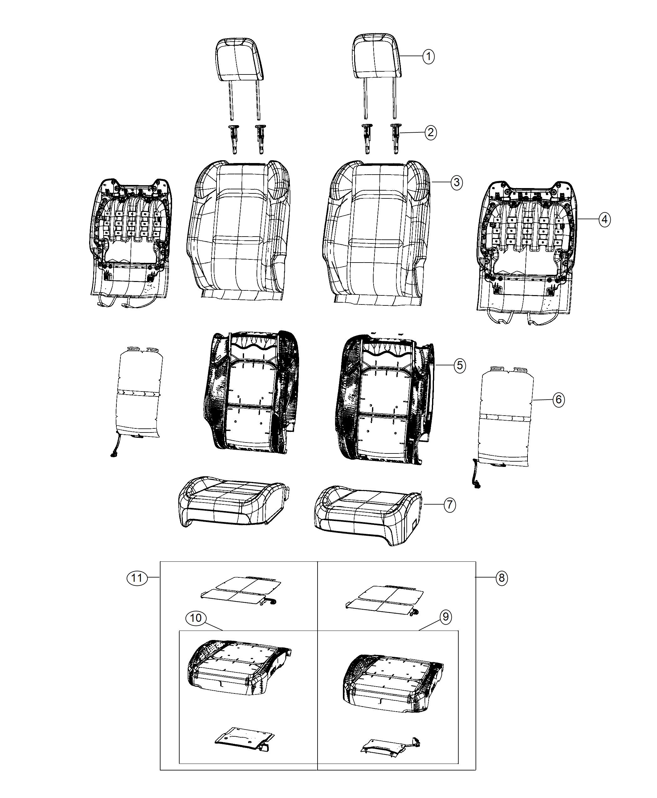 Diagram Front Seat - Bucket - Trim Code [D5]. for your Jeep