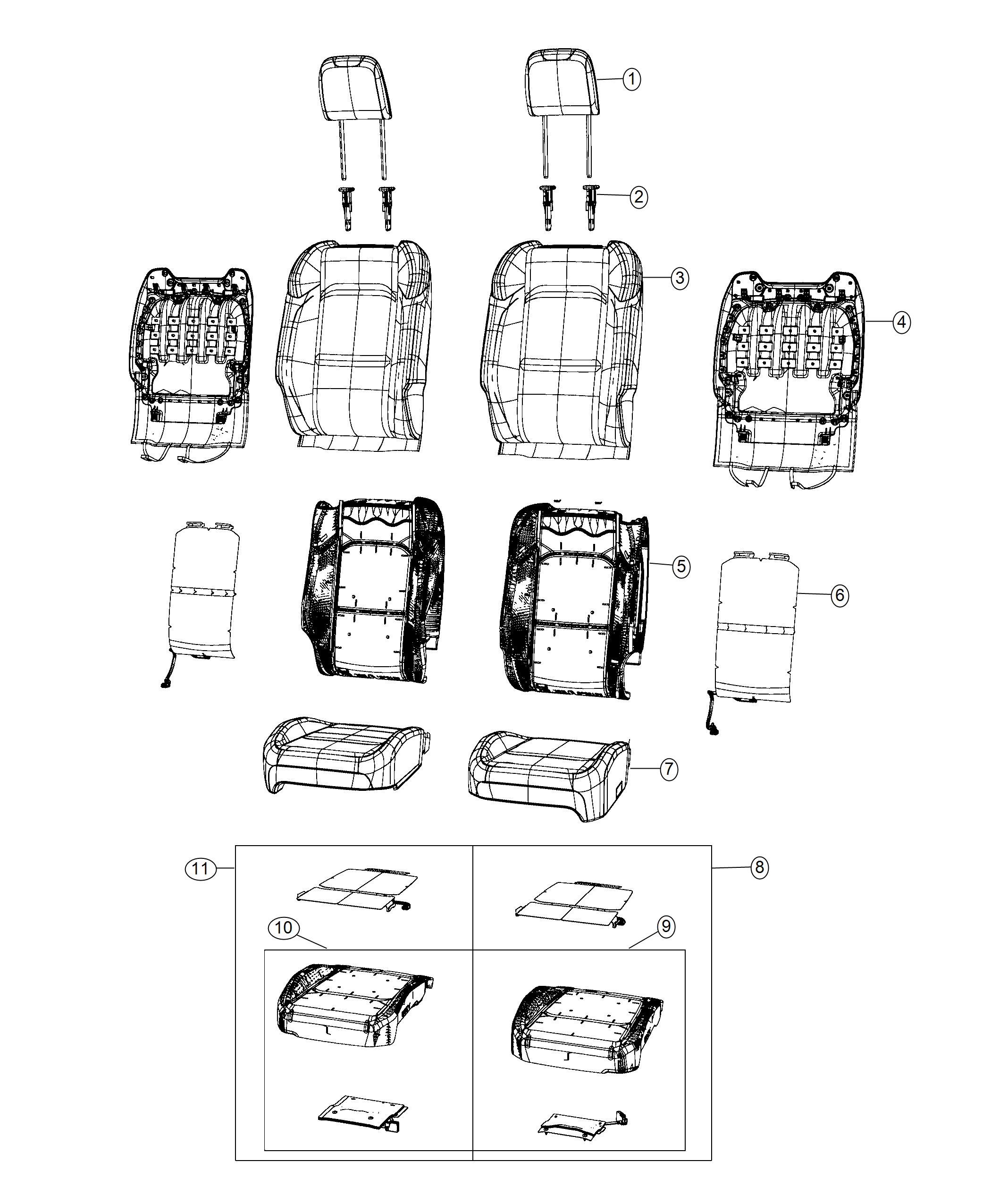 Diagram Front Seat - Bucket - Trim Code [FL]. for your Jeep