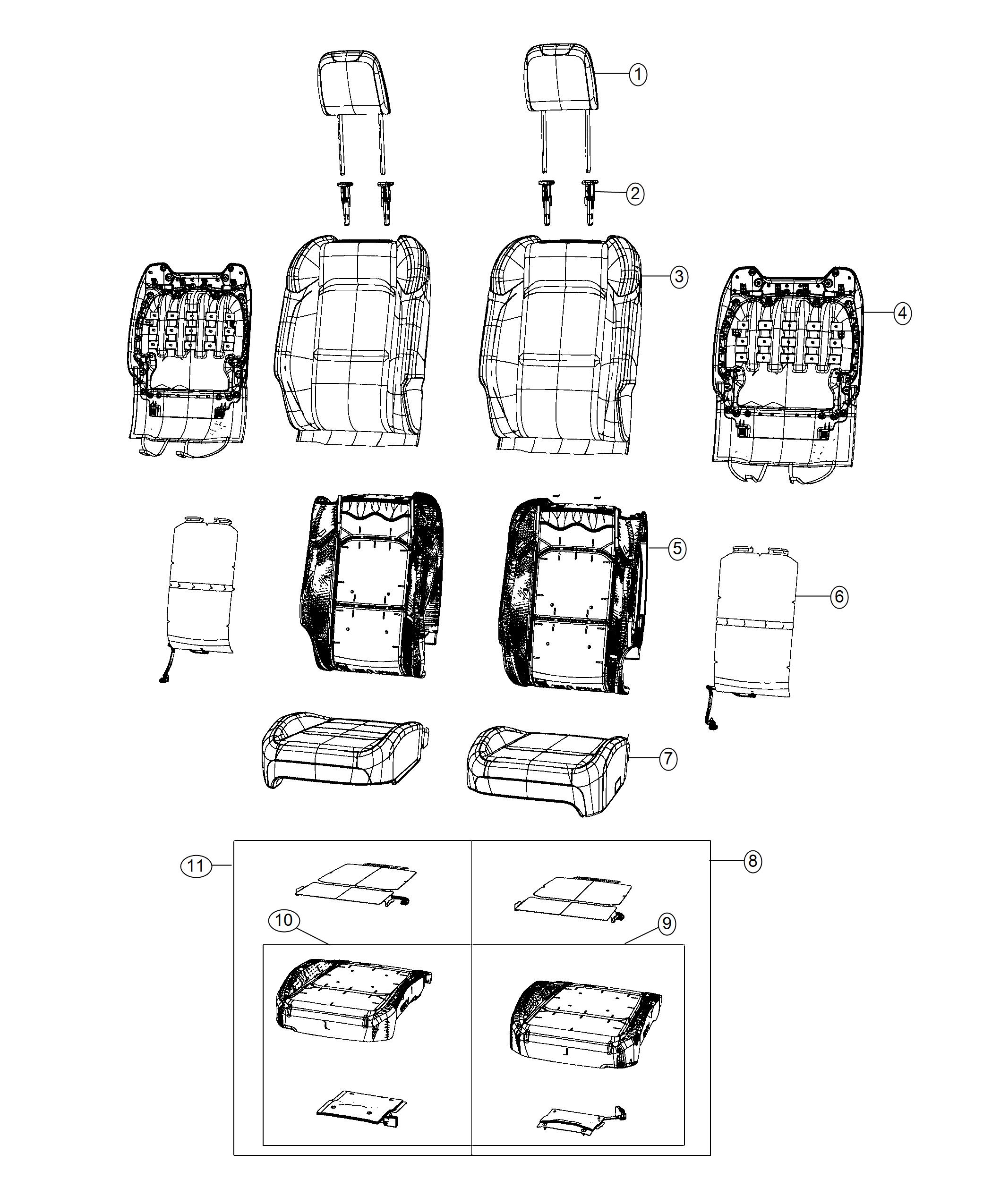 Diagram Front Seat - Bucket - Trim Code [T7]. for your Chrysler 300  M