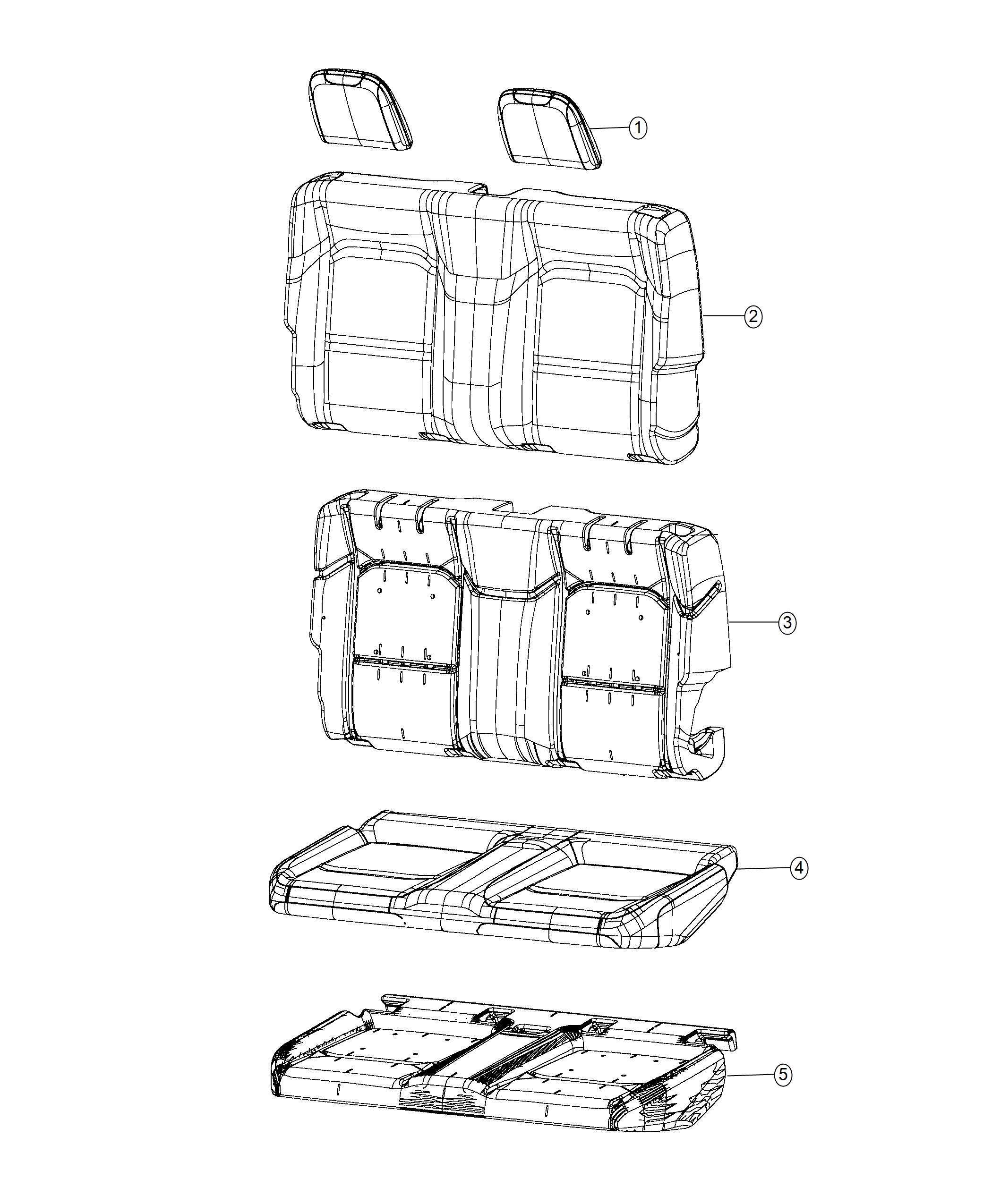 Diagram Rear Seat - Bench - Trim Code [D5]. for your 2002 Jeep Wrangler   