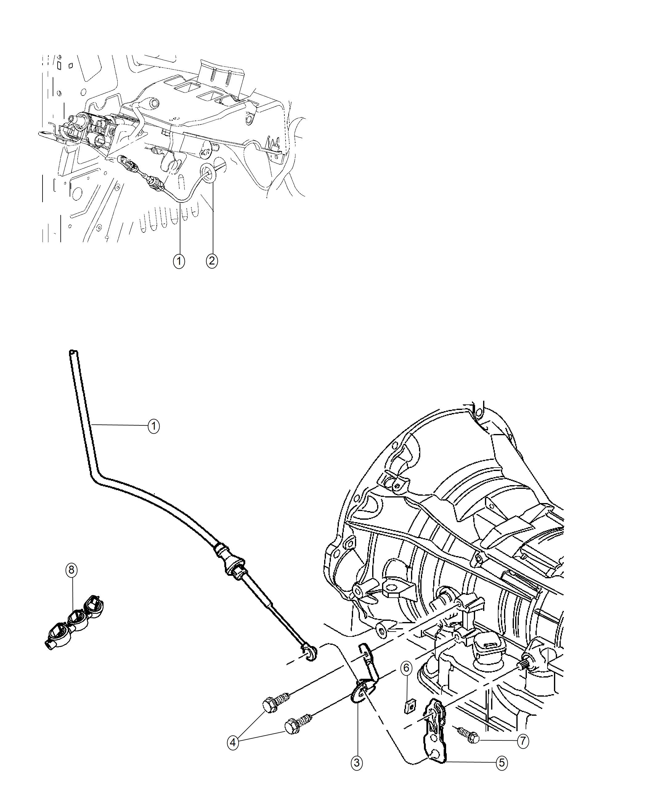 Diagram Gearshift Lever, Cable and Bracket. for your 2014 Ram 2500   