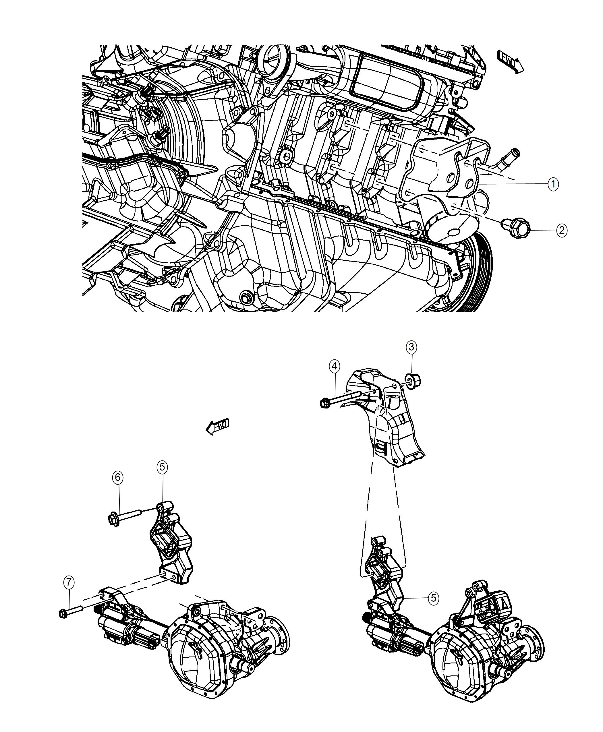 Diagram Engine Mounting Right Side 4WD 3.0L Diesel. for your 2018 Ram 1500   