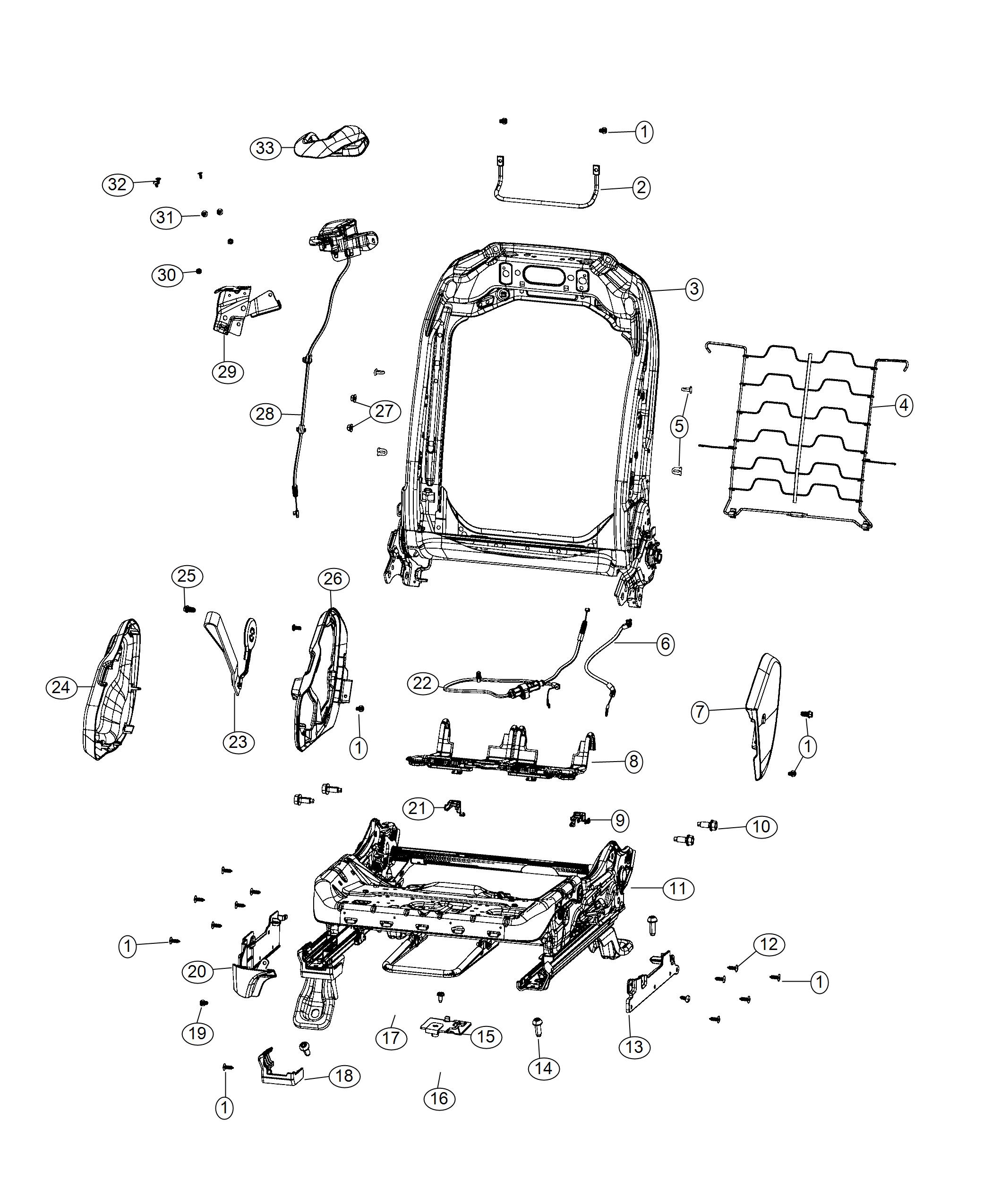 Diagram Adjusters, Recliners, Shields and Risers - Passenger Seat - 72 Body. for your Jeep Wrangler  