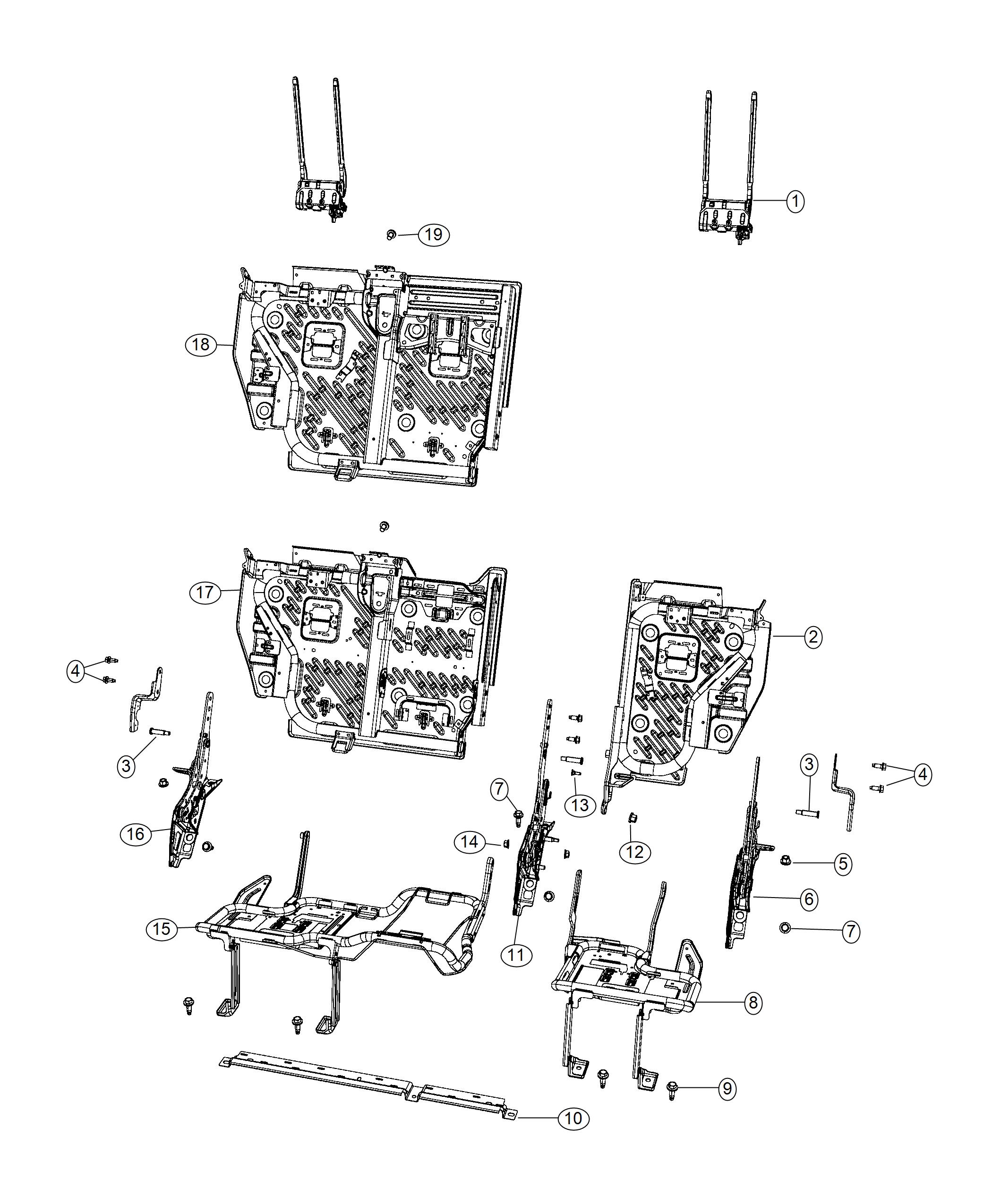 Diagram Split Seat - Frames - 74 Body. for your 2000 Chrysler 300  M 