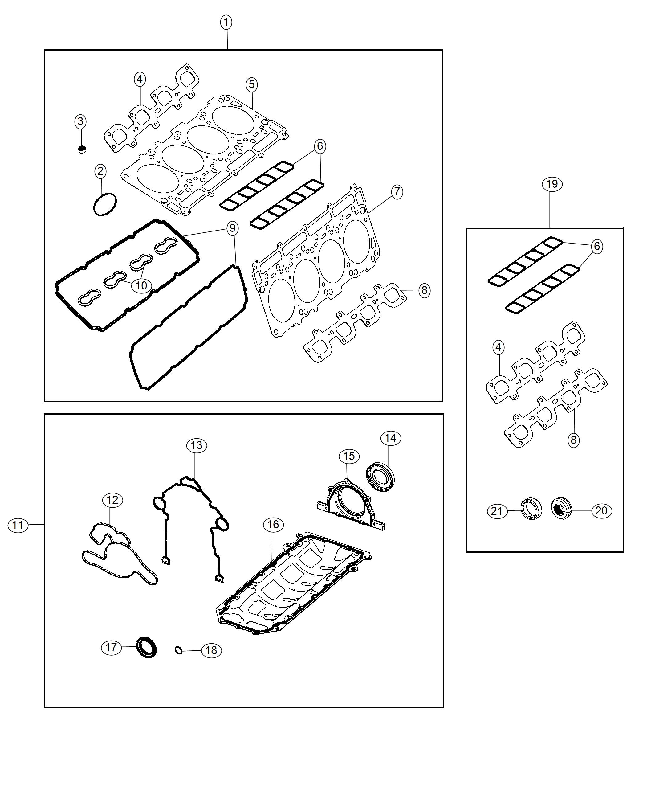 Diagram Engine Gasket Kits/Install Kits 6.2L [6.2L SUPERCHARGED HEMI V8 SRT ENGINE]. for your Dodge